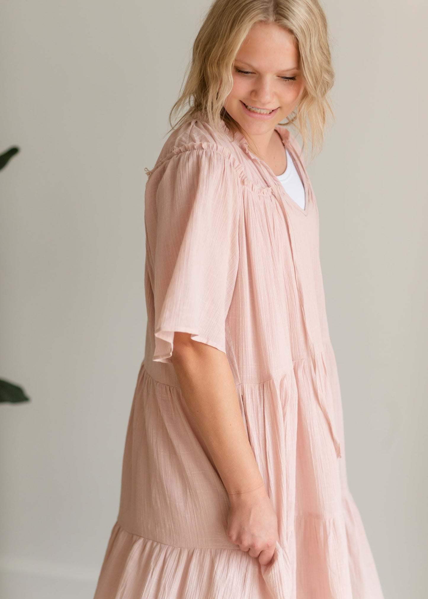 Blush Ruffle Textured Midi Dress - FINAL SALE Dresses