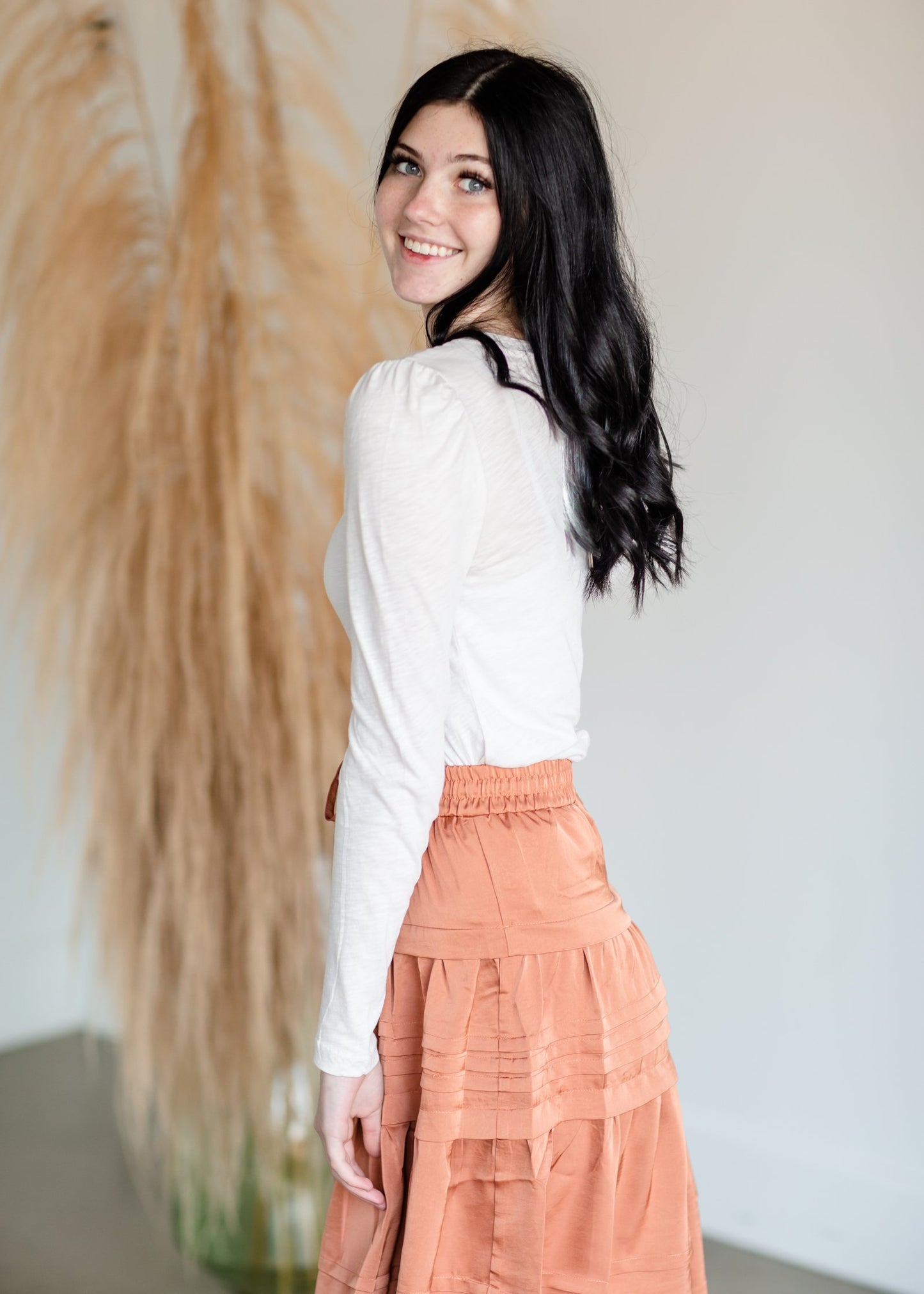 Brushed Slub Henley Puff Shoulder Long Sleeve Top Tops Z Supply