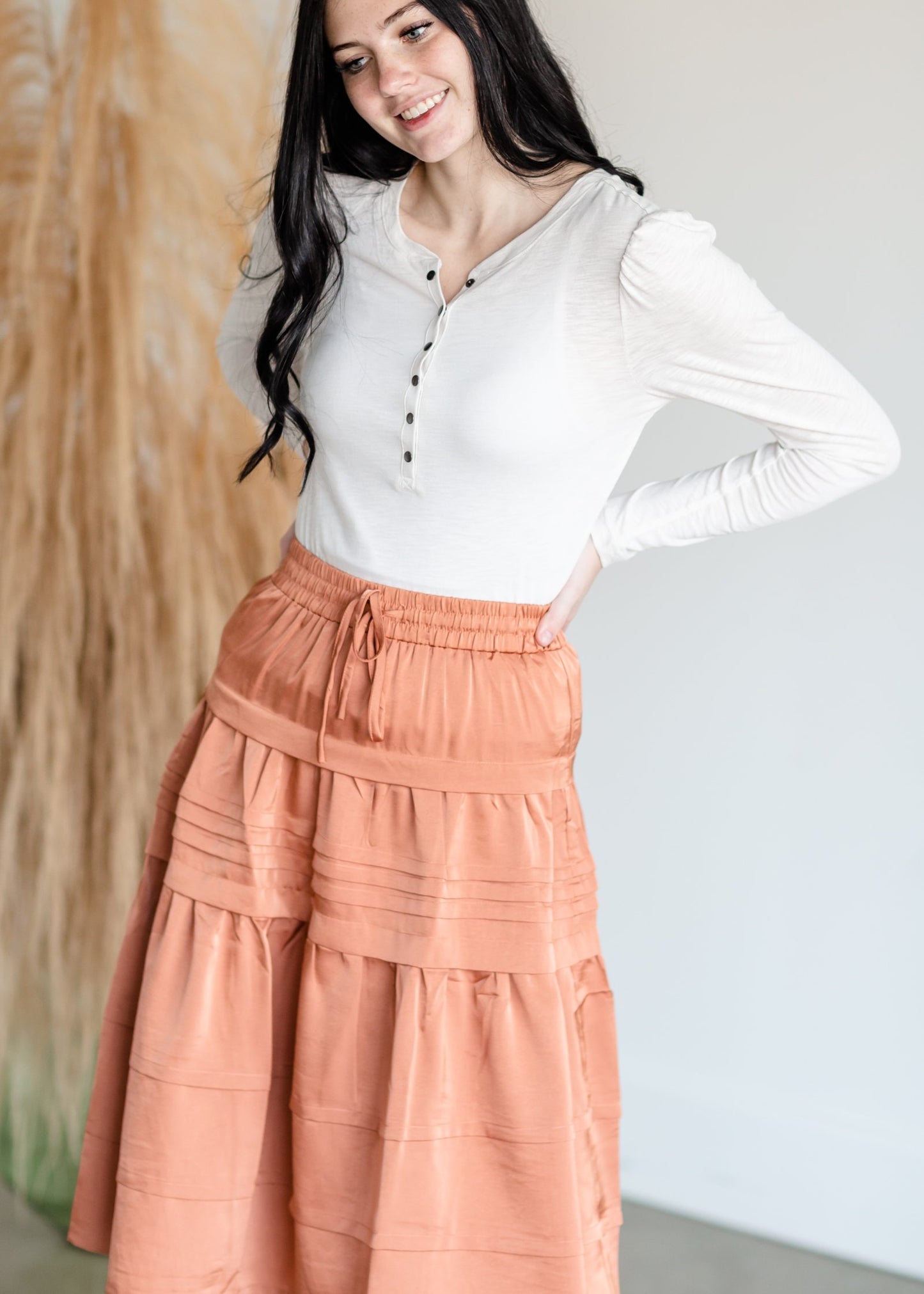 Brushed Slub Henley Puff Shoulder Long Sleeve Top Tops Z Supply