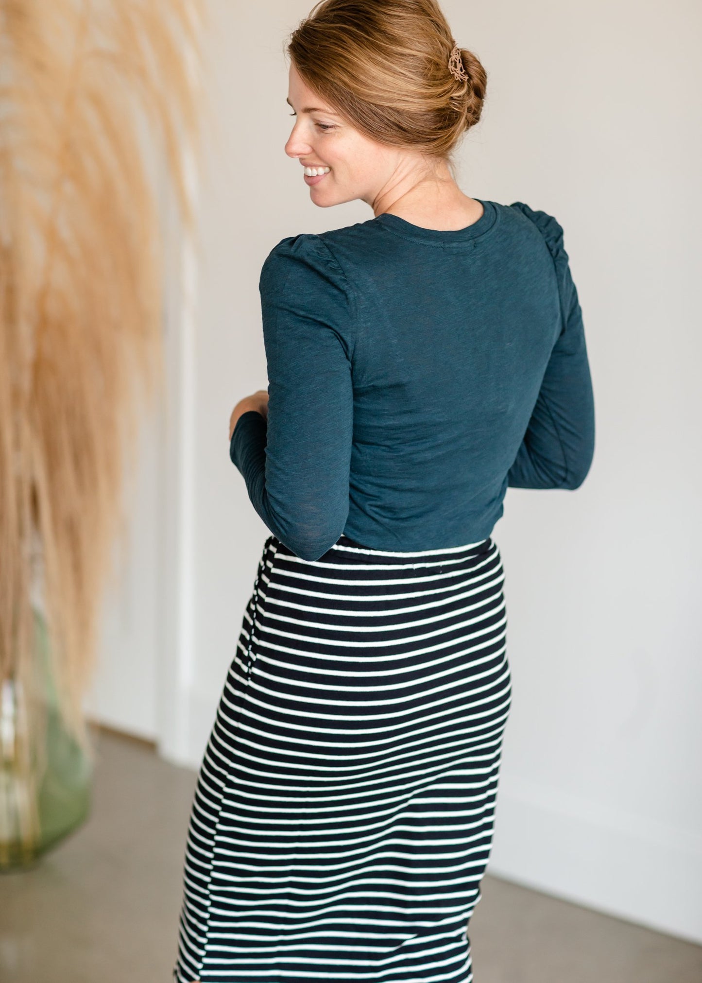 Brushed Slub Henley Puff Shoulder Long Sleeve Top Tops Z Supply