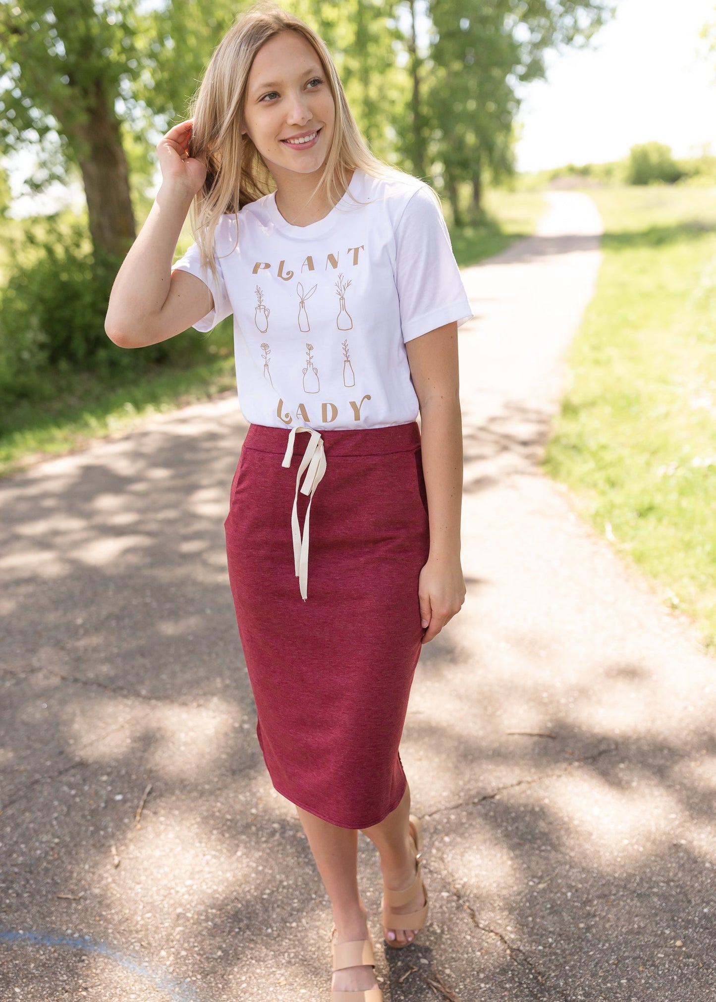 Burgundy Classic Soft Midi Skirt - FINAL SALE Skirts
