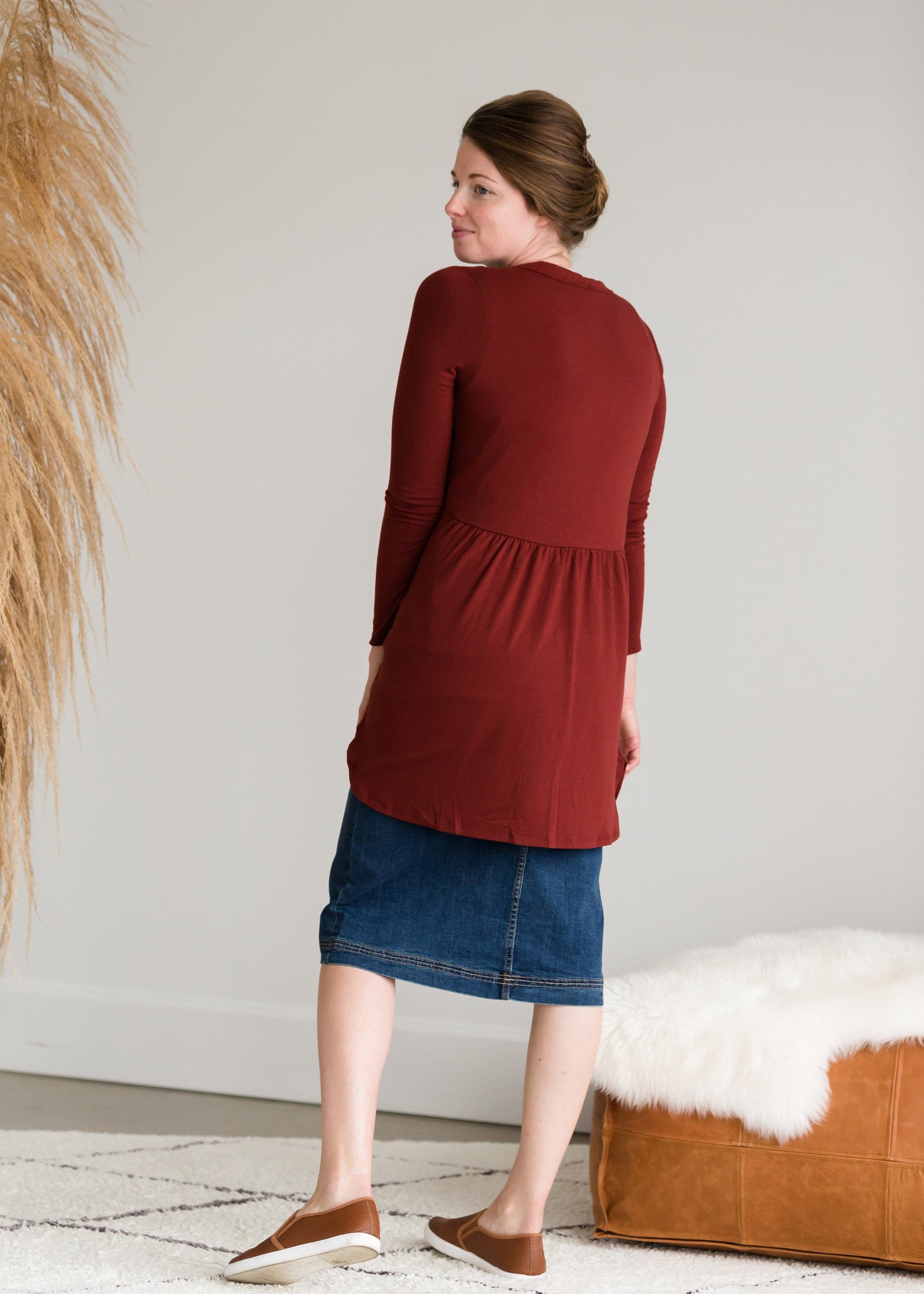 Button Front Shirred Waist Cardigan - FINAL SALE Layering Essentials