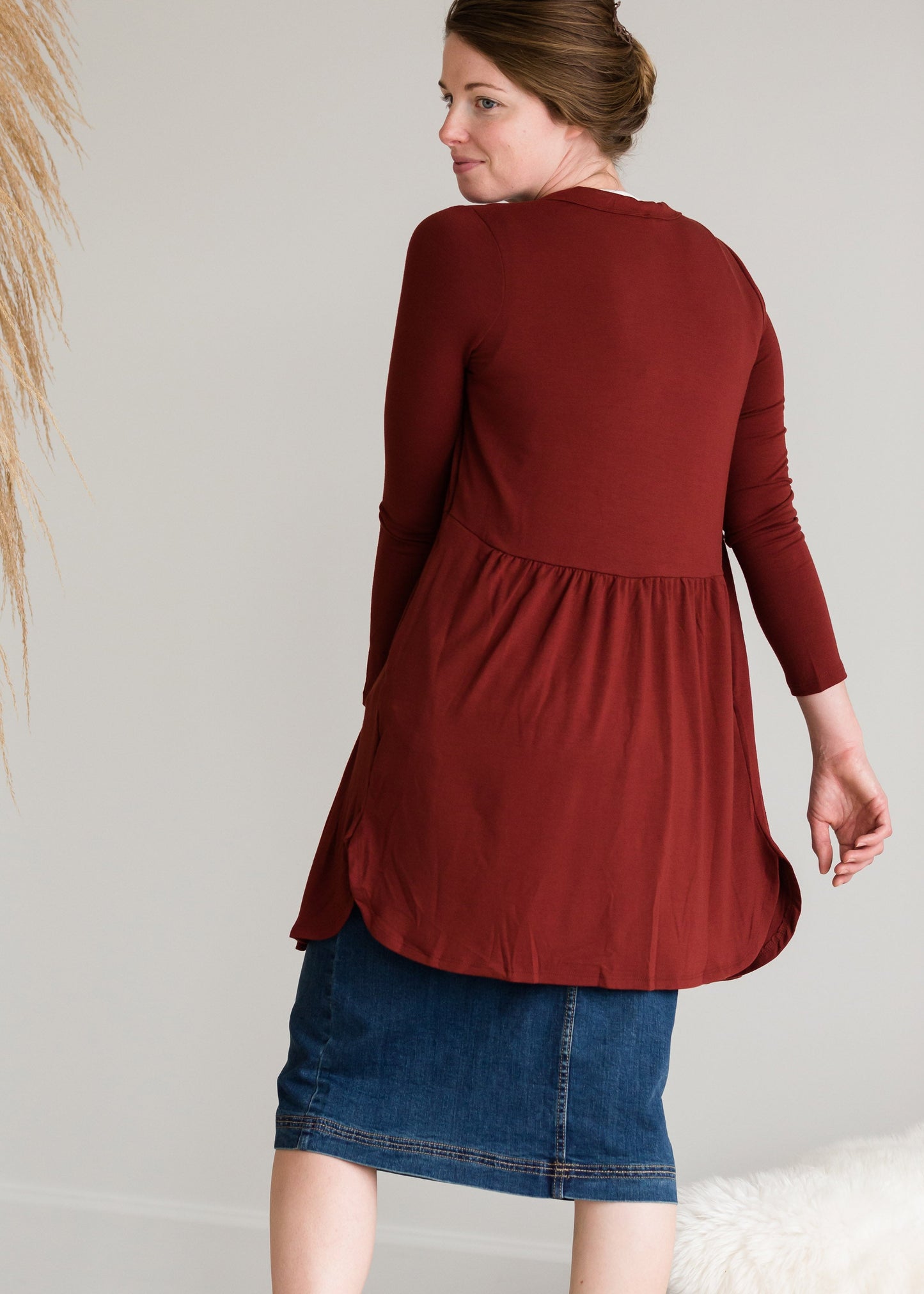Button Front Shirred Waist Cardigan - FINAL SALE Layering Essentials