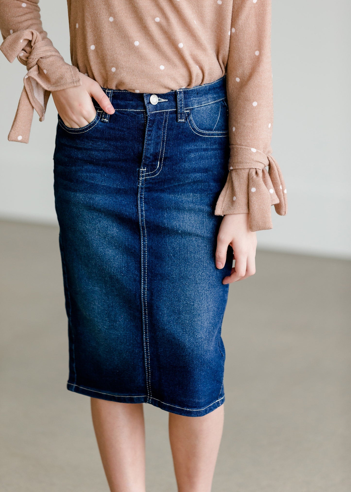 Button Pocket Midi Denim Skirt - FINAL SALE Skirts