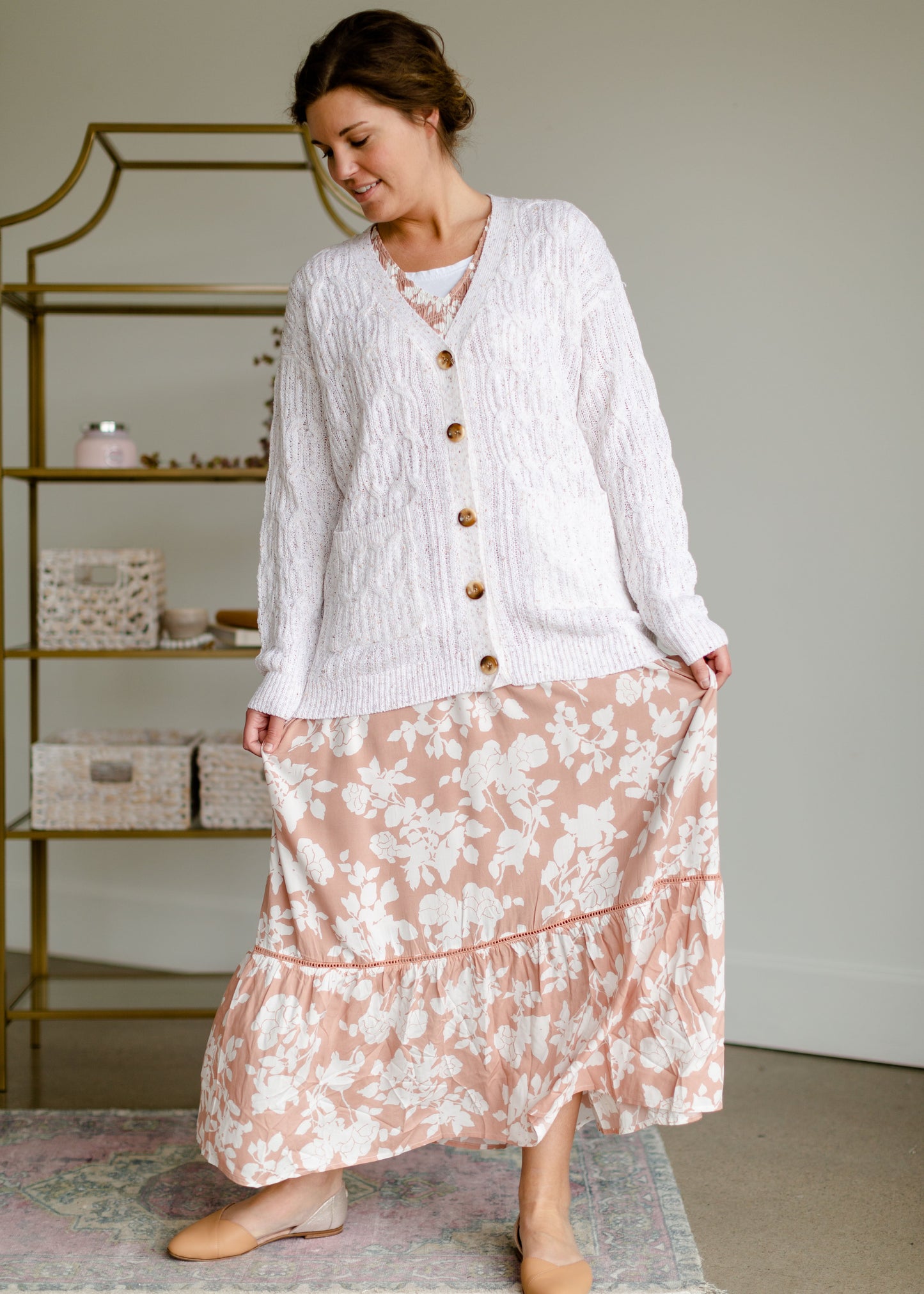 Button Up Cable Knit Cardigan Shirts Polagram