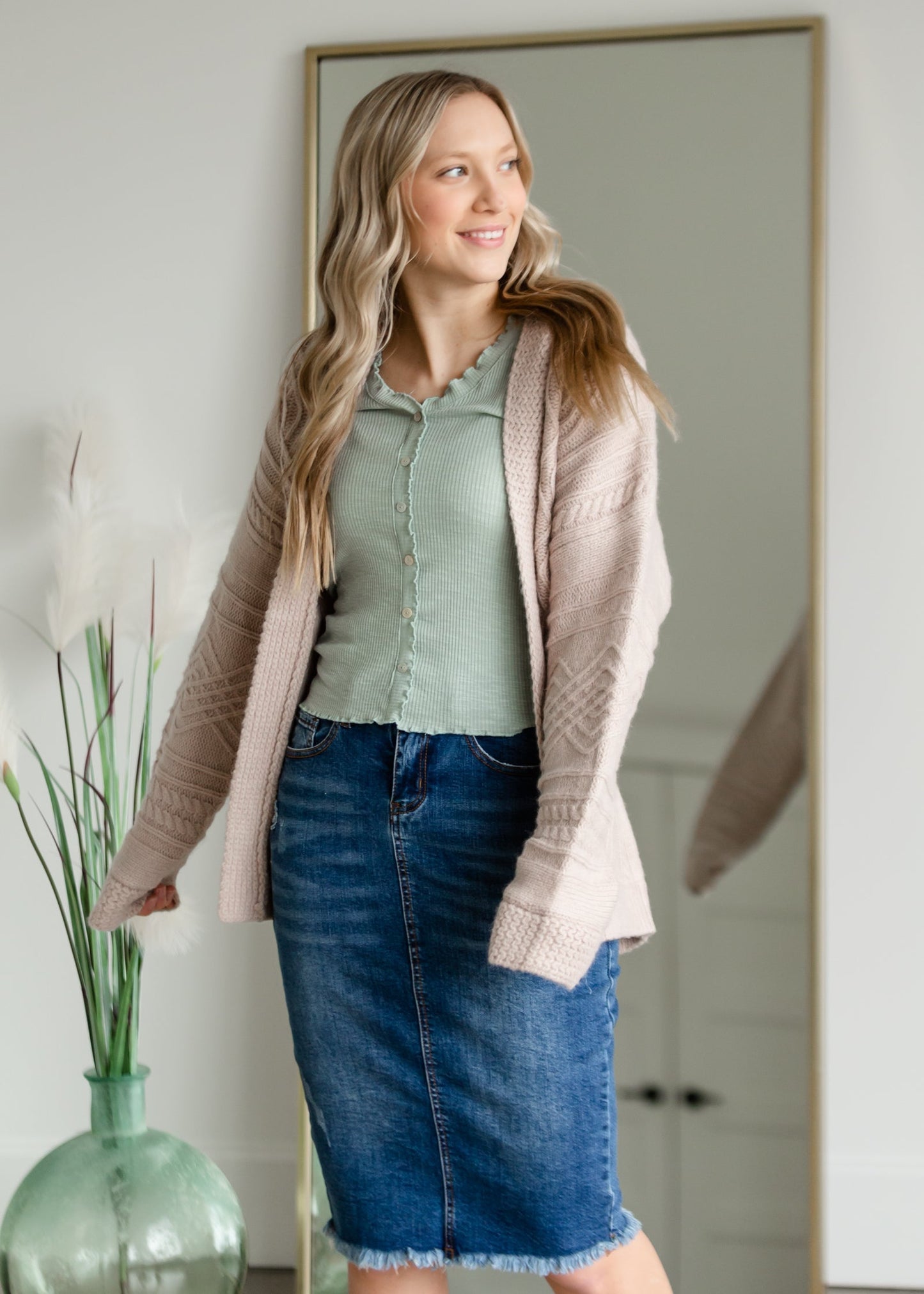 Button Up Ruffle Sleeve Top Shirt Polagram