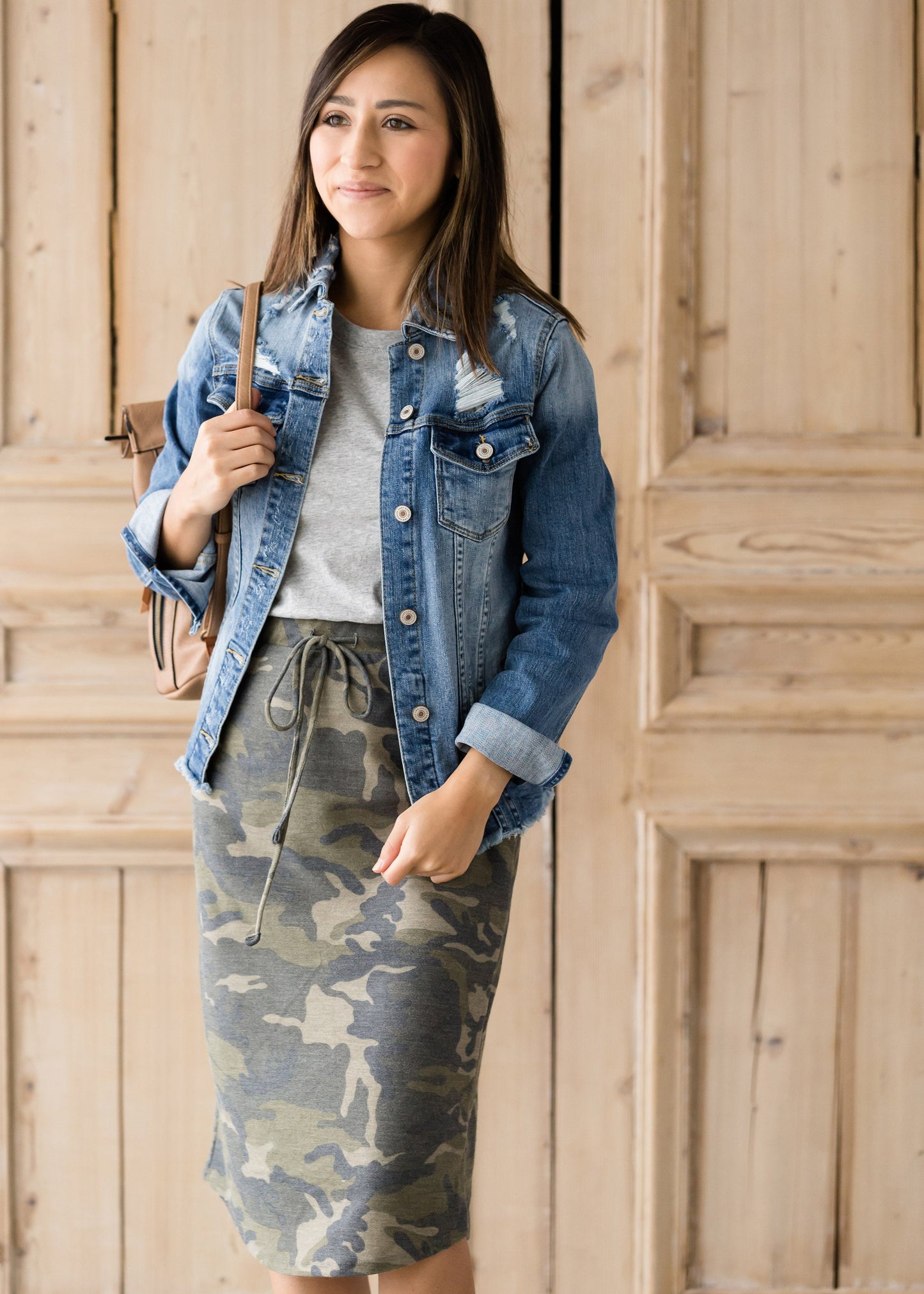 Camo Print Drawstring Midi Skirt - FINAL SALE Skirts