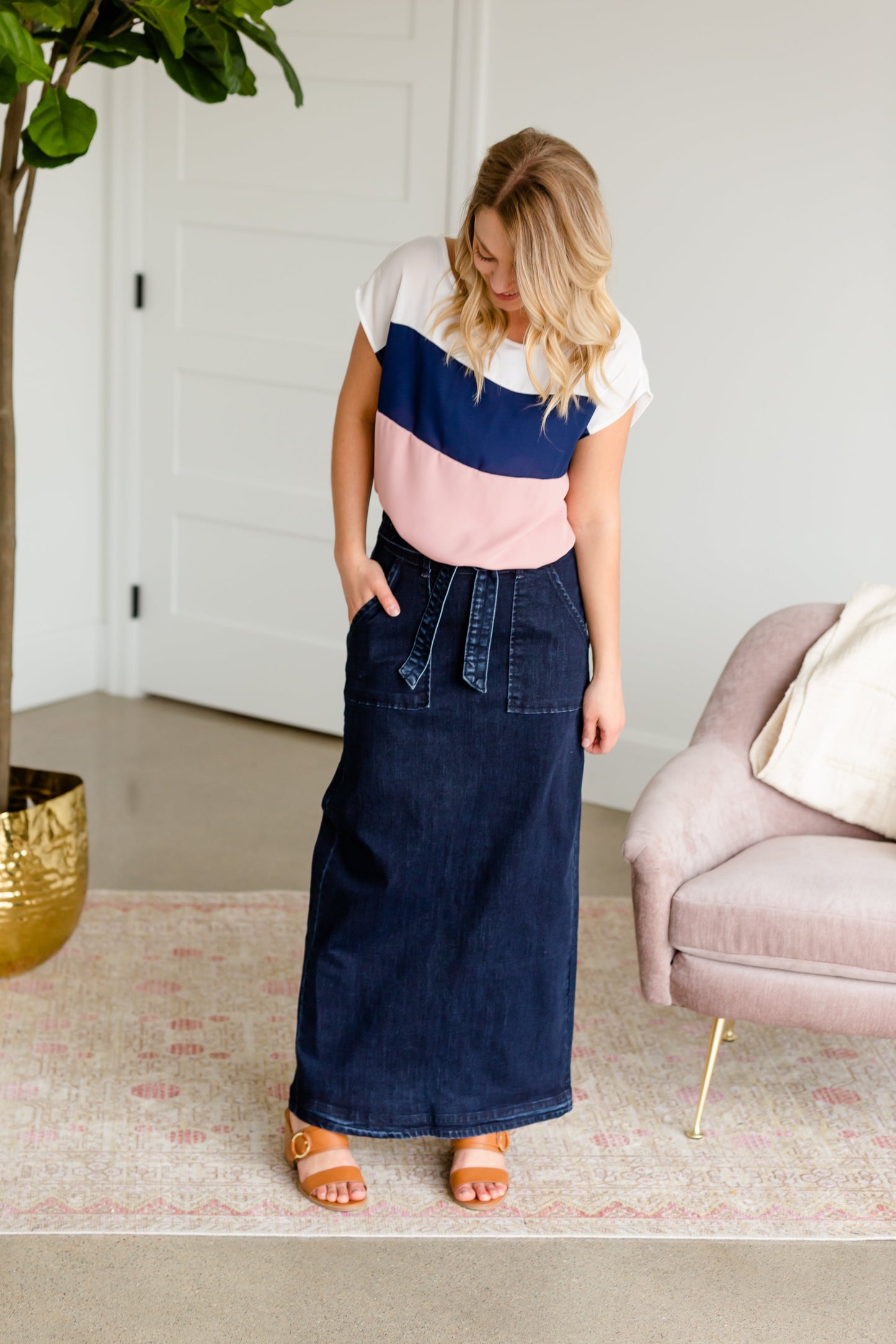 Caroline Paper Bag Tie Denim Jean Skirt - FINAL SALE Skirts