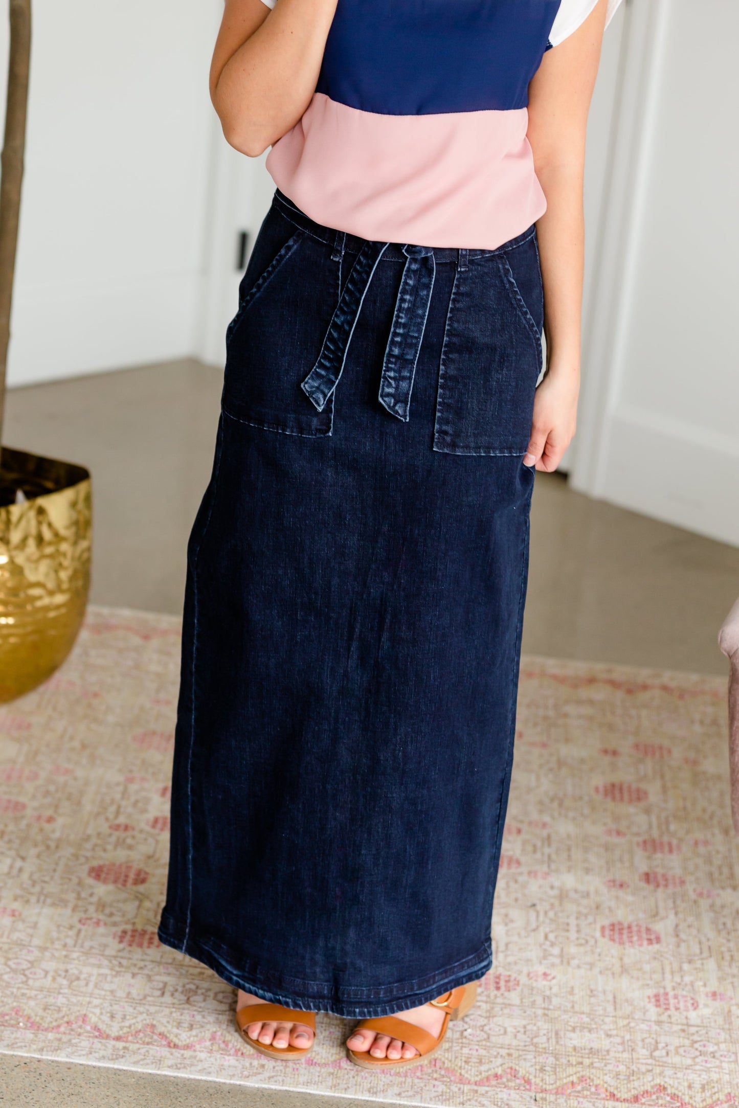 Caroline Paper Bag Tie Denim Jean Skirt - FINAL SALE Skirts