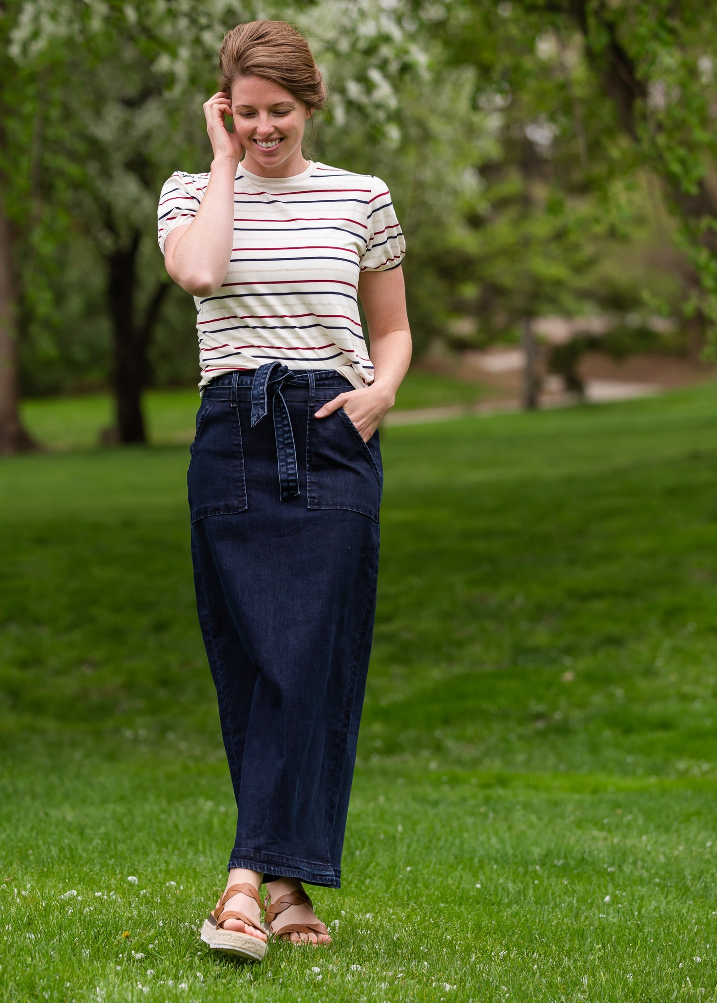 Caroline Paper Bag Tie Denim Jean Skirt - FINAL SALE Skirts