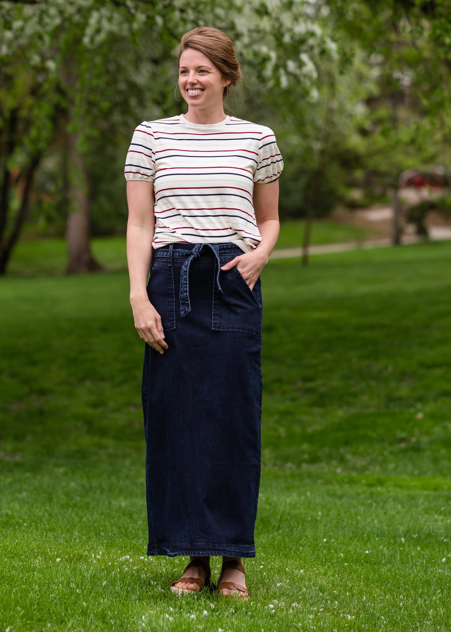 Caroline Paper Bag Tie Denim Jean Skirt - FINAL SALE Skirts