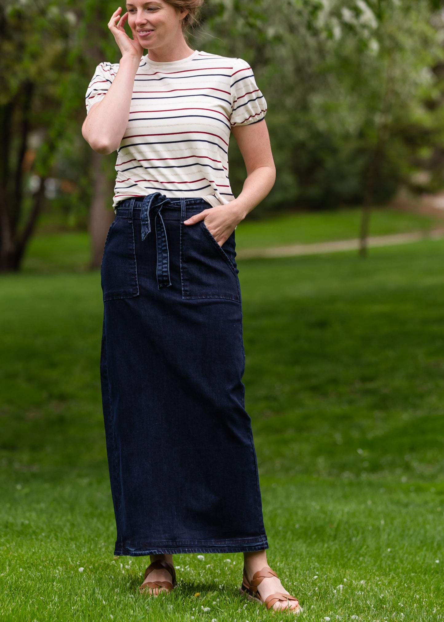 Caroline Paper Bag Tie Denim Jean Skirt - FINAL SALE Skirts