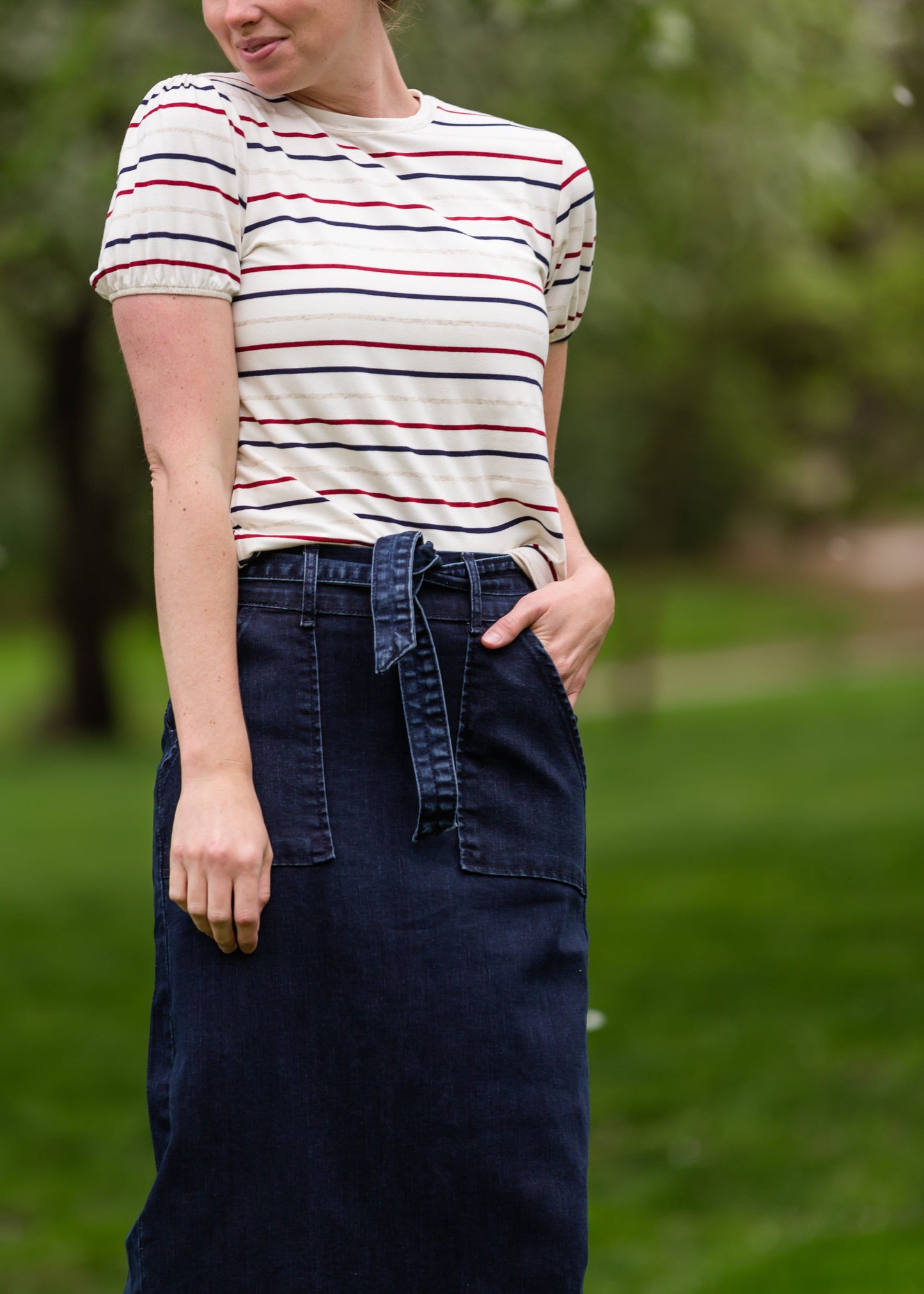 Caroline Paper Bag Tie Denim Jean Skirt - FINAL SALE Skirts