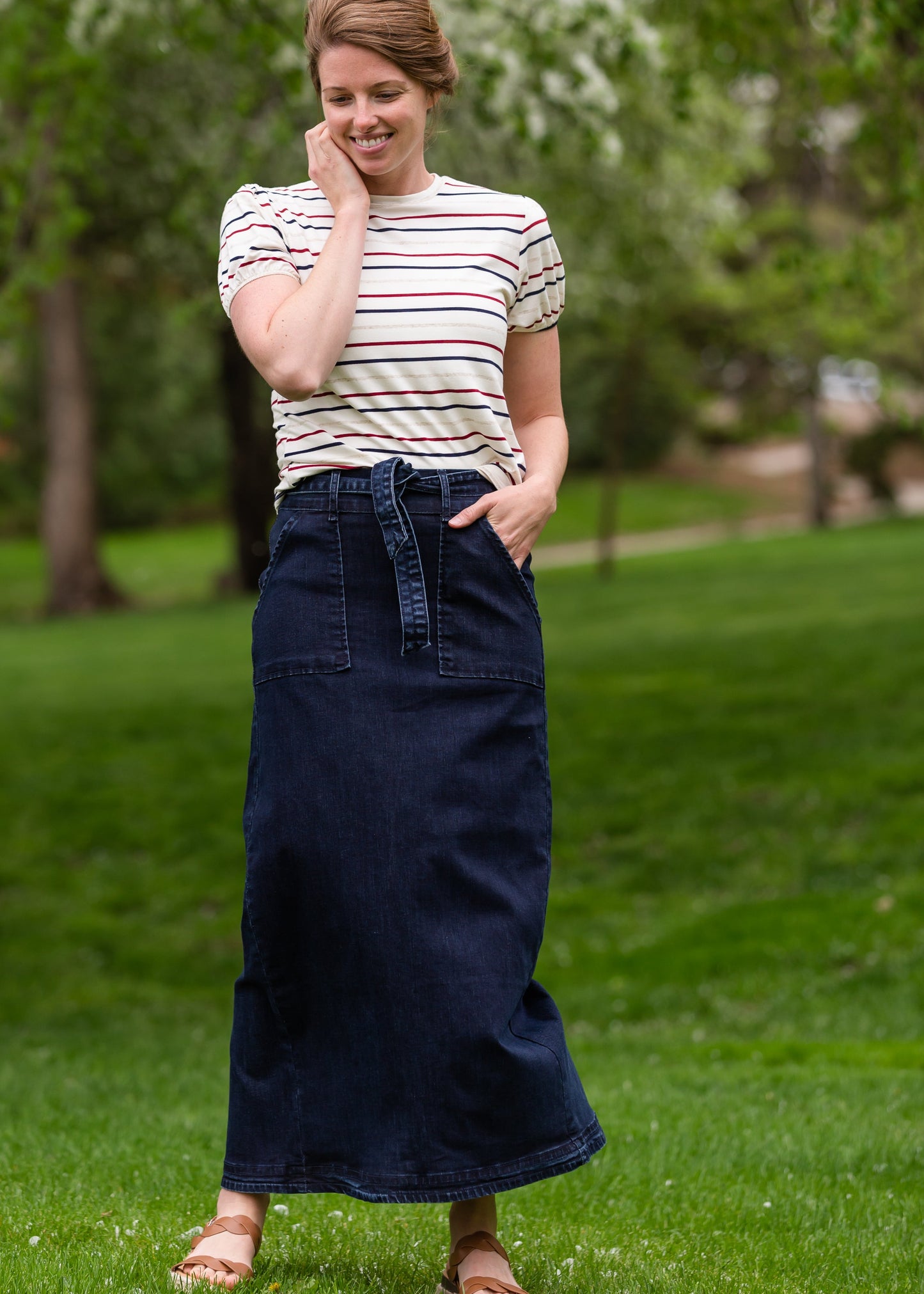 Caroline Paper Bag Tie Denim Jean Skirt - FINAL SALE Skirts