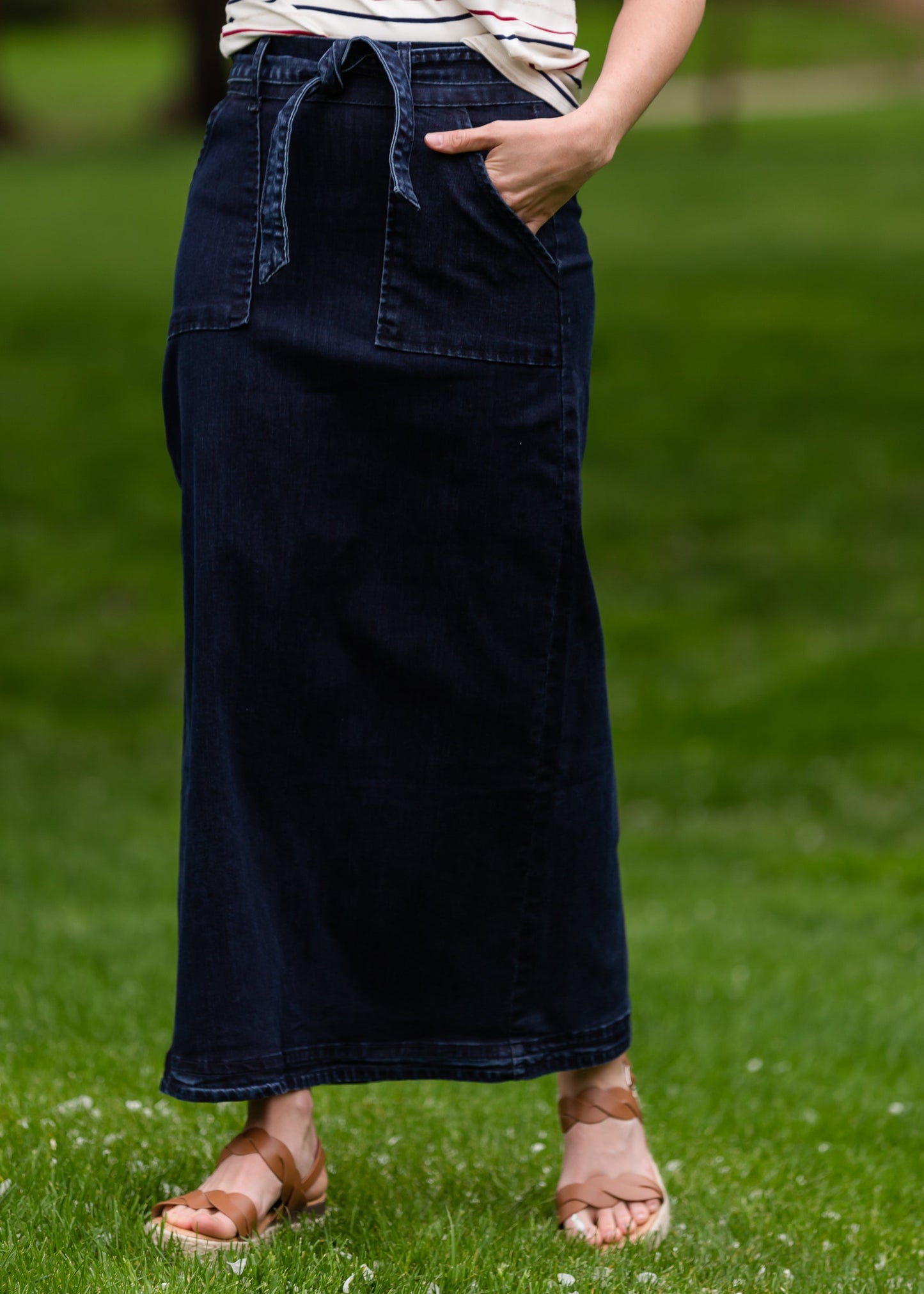 Caroline Paper Bag Tie Denim Jean Skirt - FINAL SALE Skirts