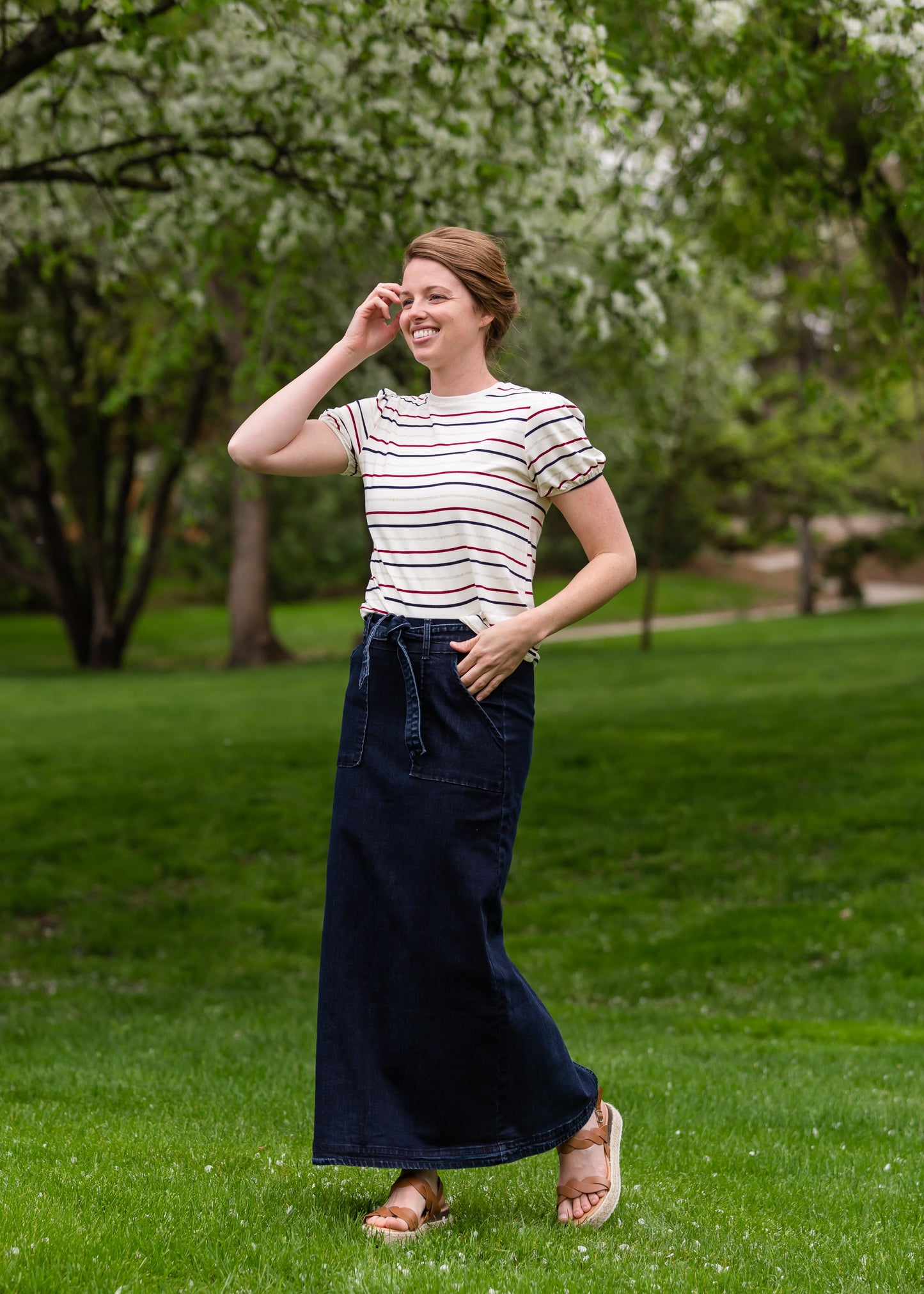 Caroline Paper Bag Tie Denim Jean Skirt - FINAL SALE Skirts