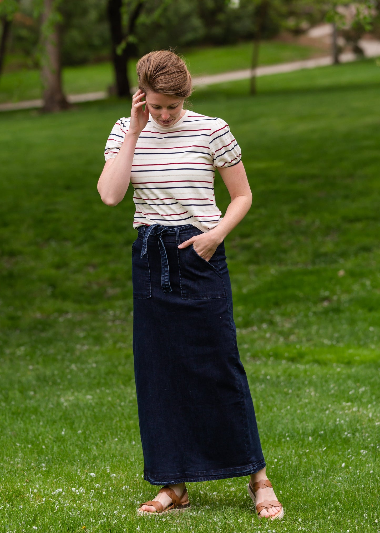 Caroline Paper Bag Tie Denim Jean Skirt - FINAL SALE Skirts