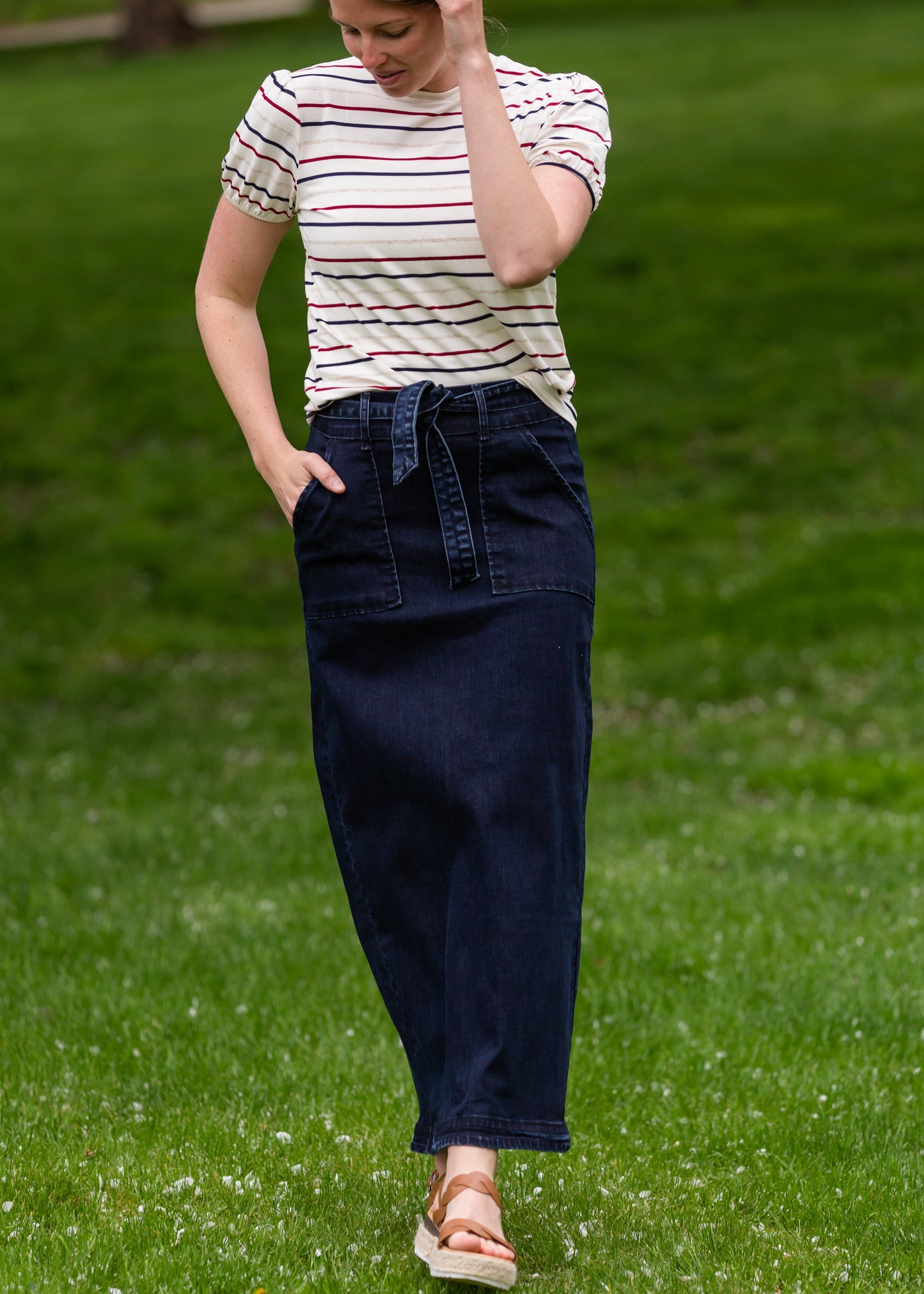 Caroline Paper Bag Tie Denim Jean Skirt - FINAL SALE Skirts