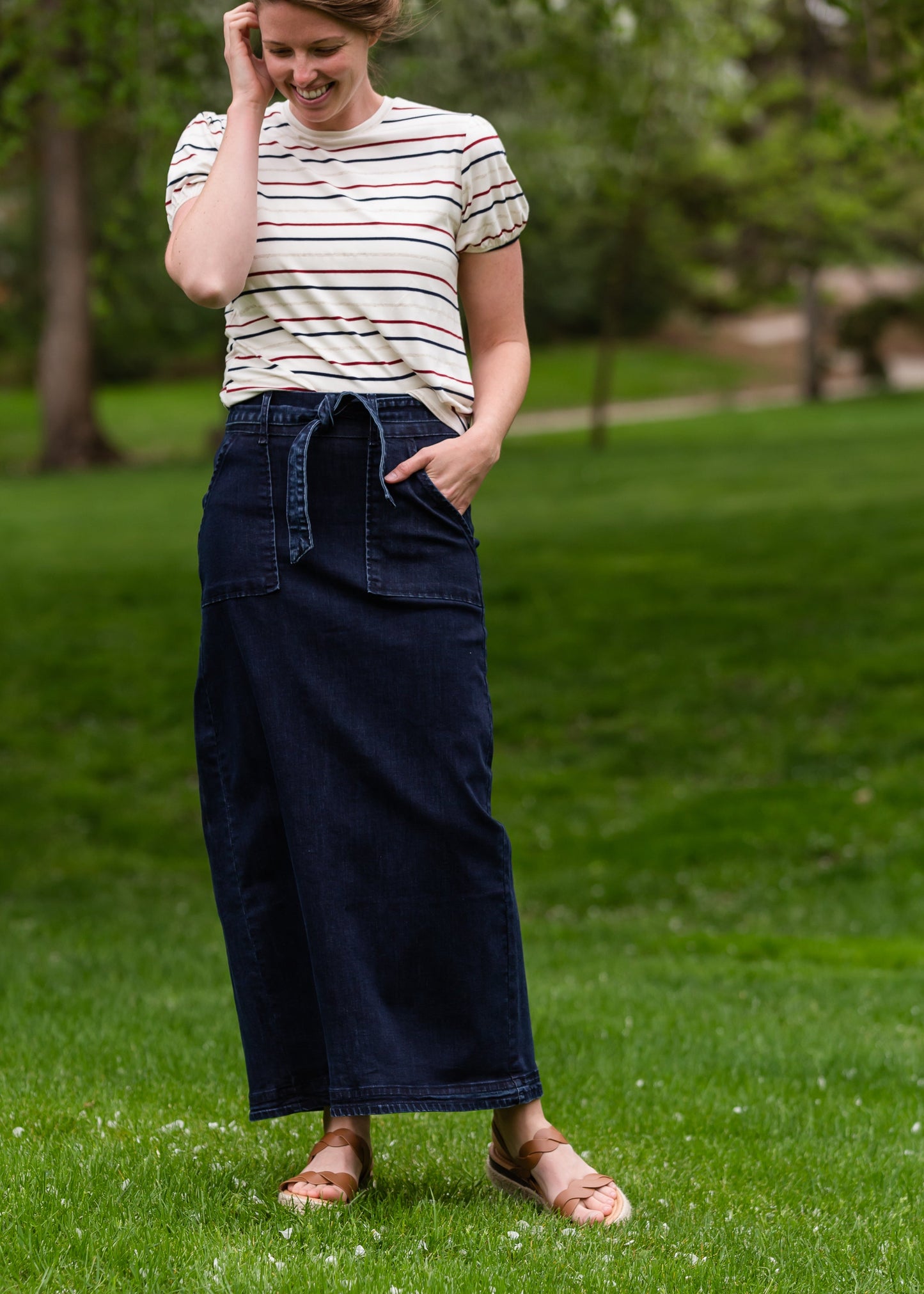 Caroline Paper Bag Tie Denim Jean Skirt - FINAL SALE Skirts
