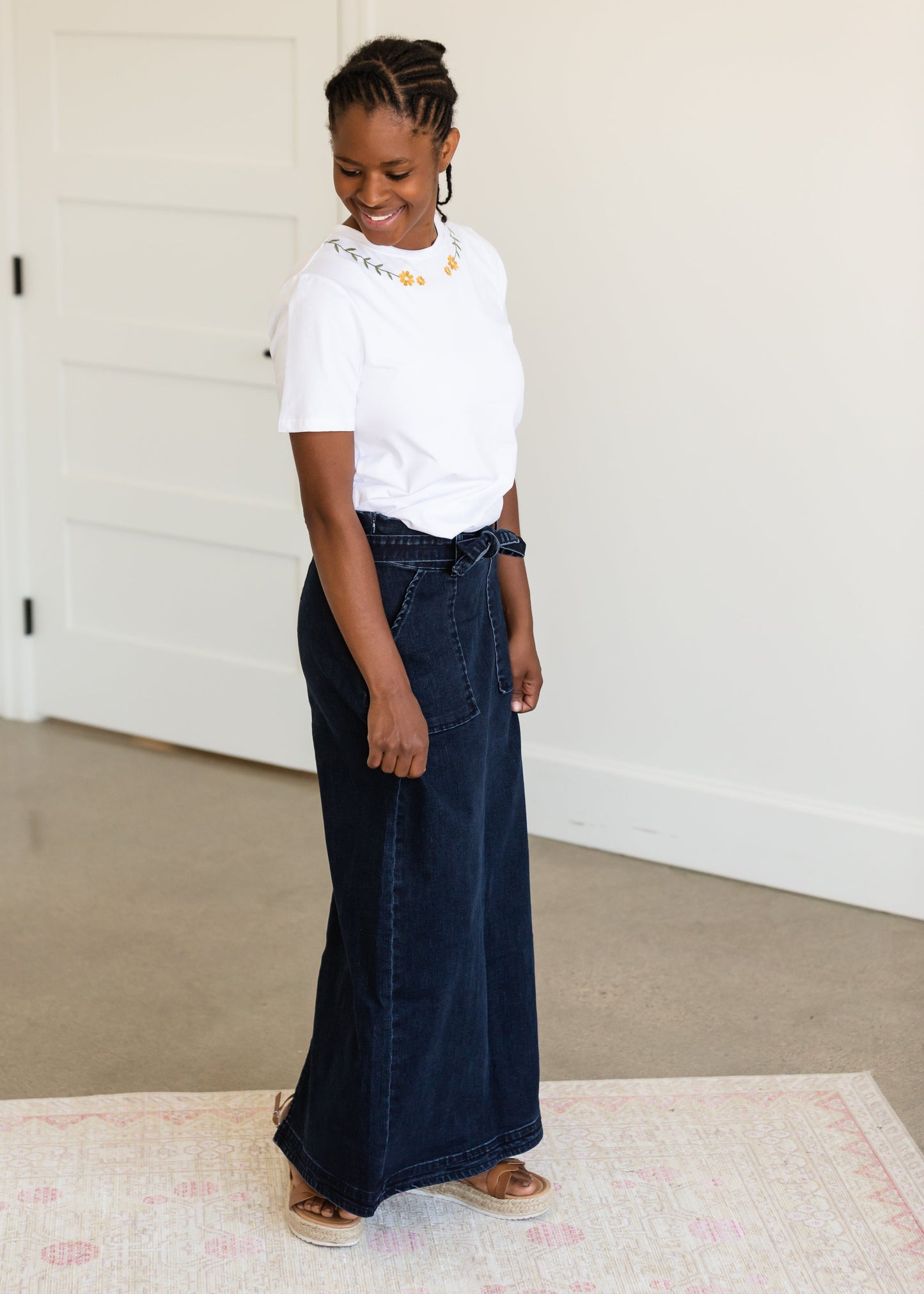 Caroline Paper Bag Tie Denim Jean Skirt - FINAL SALE Skirts
