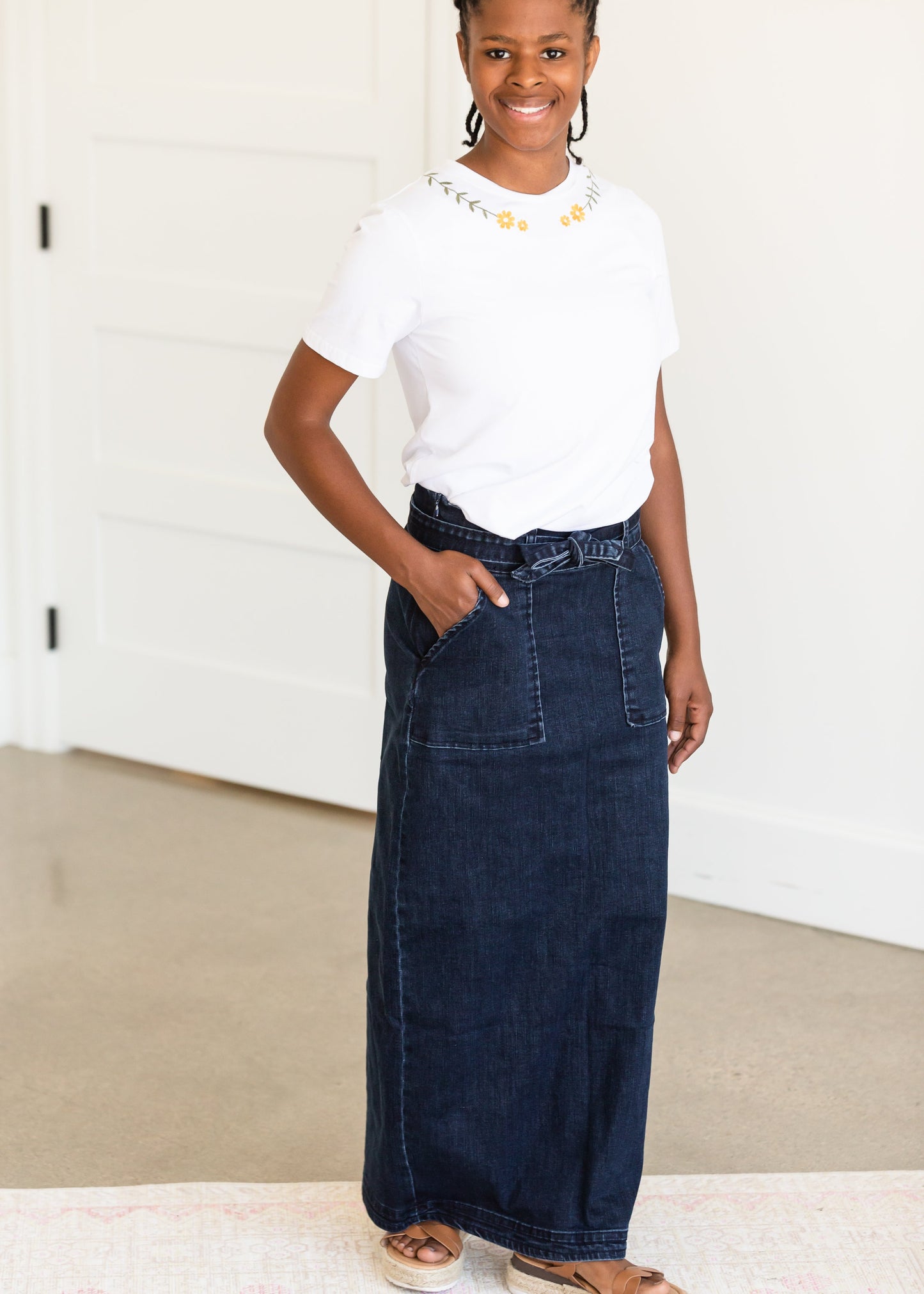 Caroline Paper Bag Tie Denim Jean Skirt - FINAL SALE Skirts