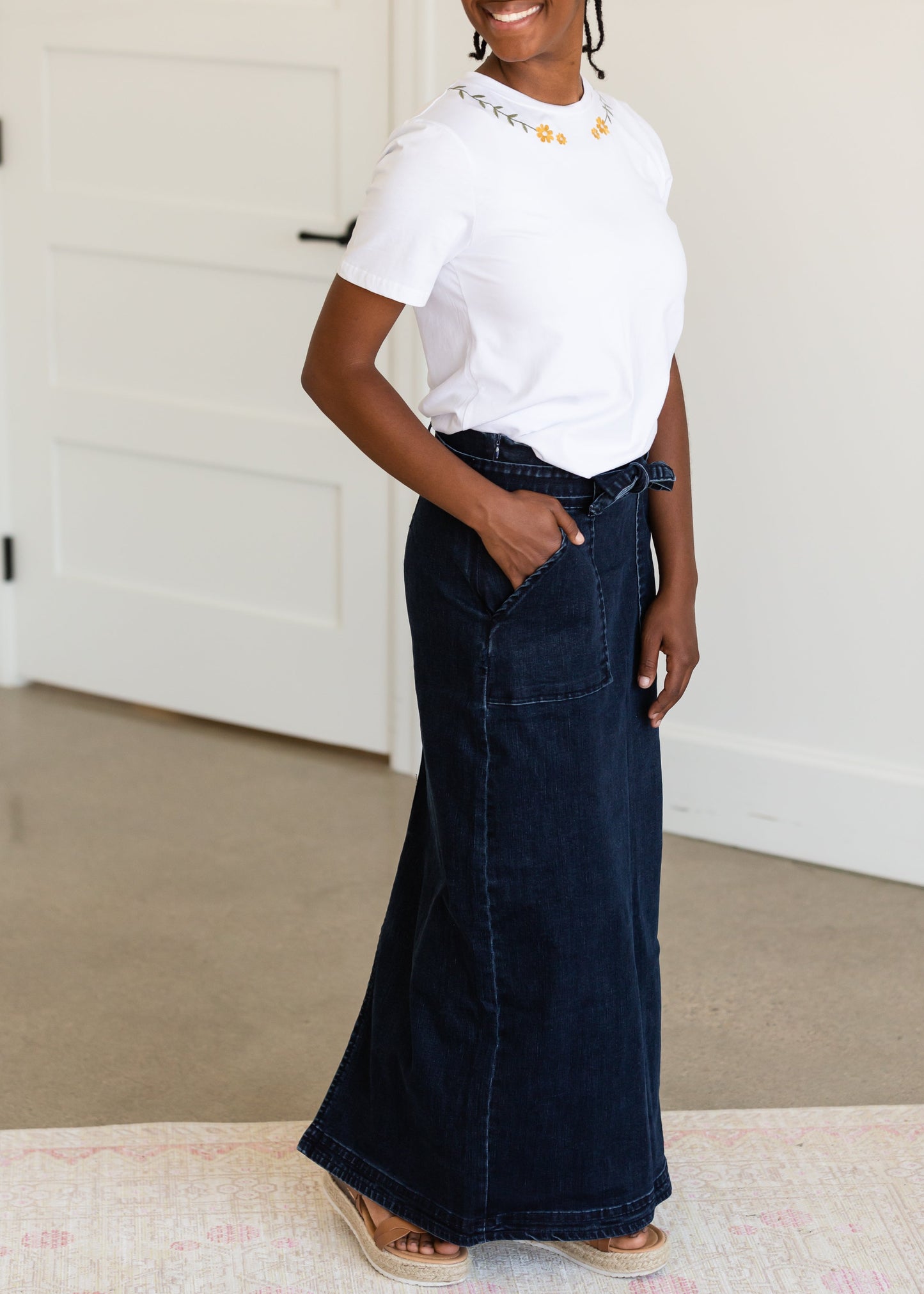 Caroline Paper Bag Tie Denim Jean Skirt - FINAL SALE Skirts