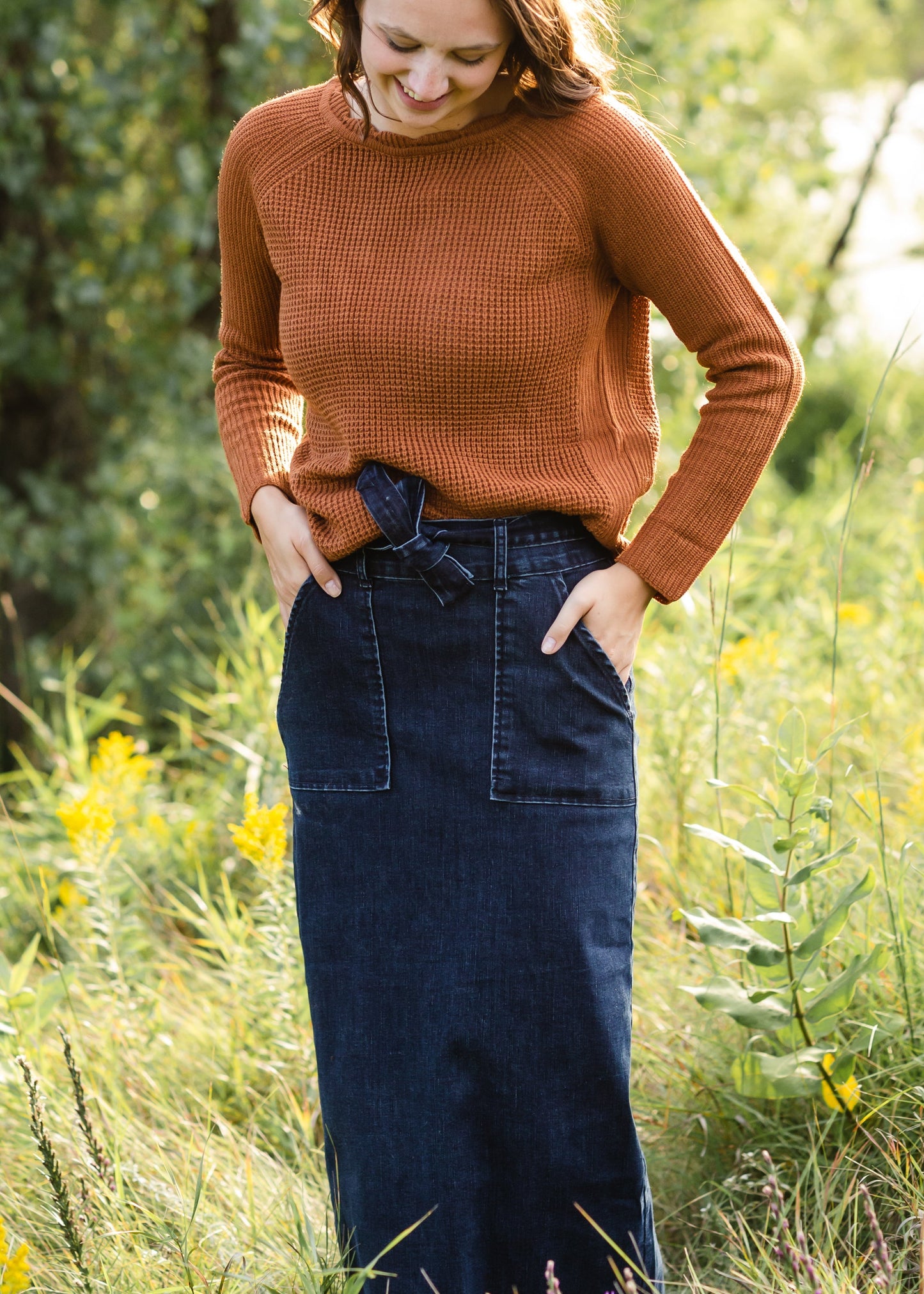Caroline Paper Bag Tie Denim Jean Skirt - FINAL SALE Skirts