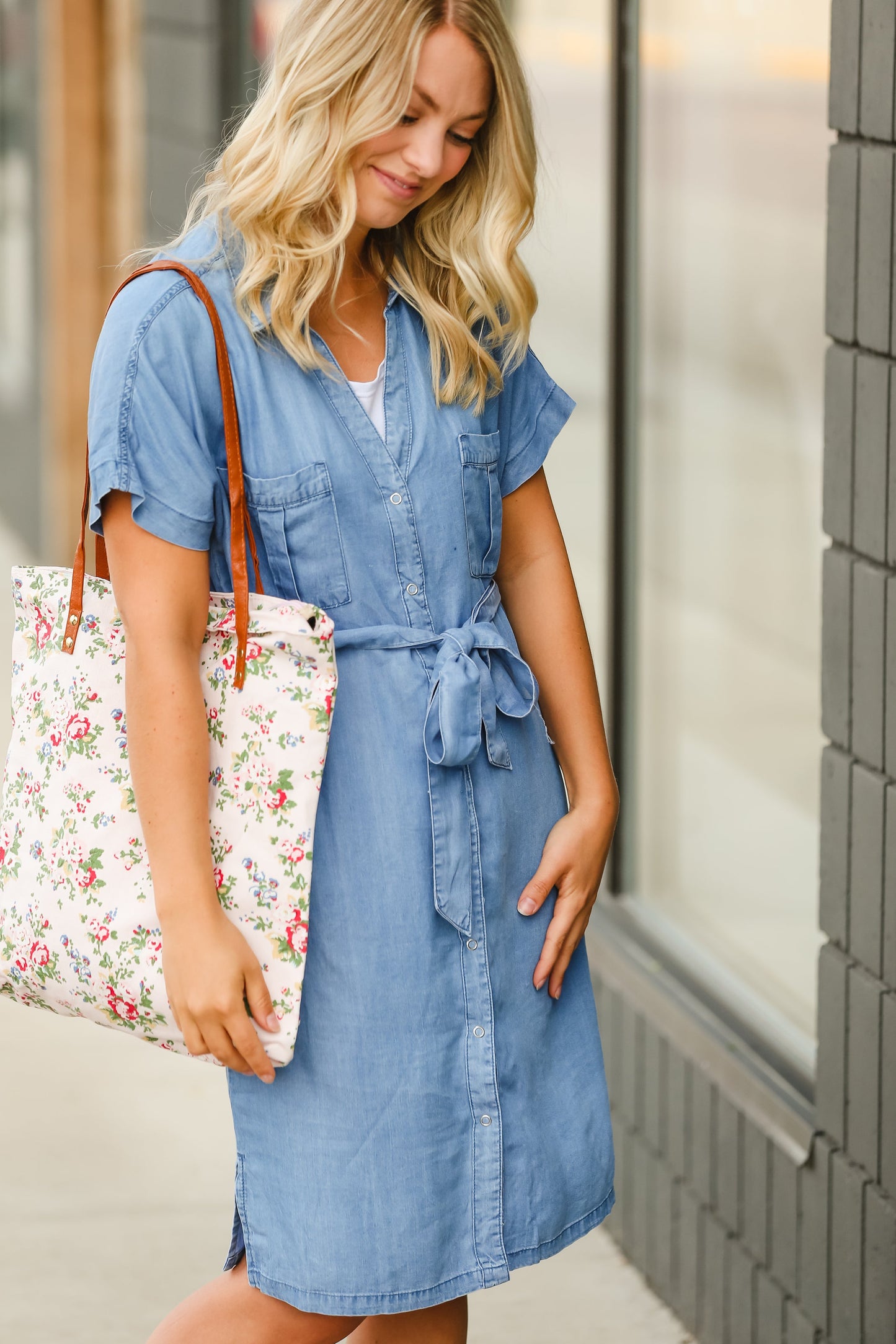 Chambray Tie Waist Midi Dress - FINAL SALE Dresses