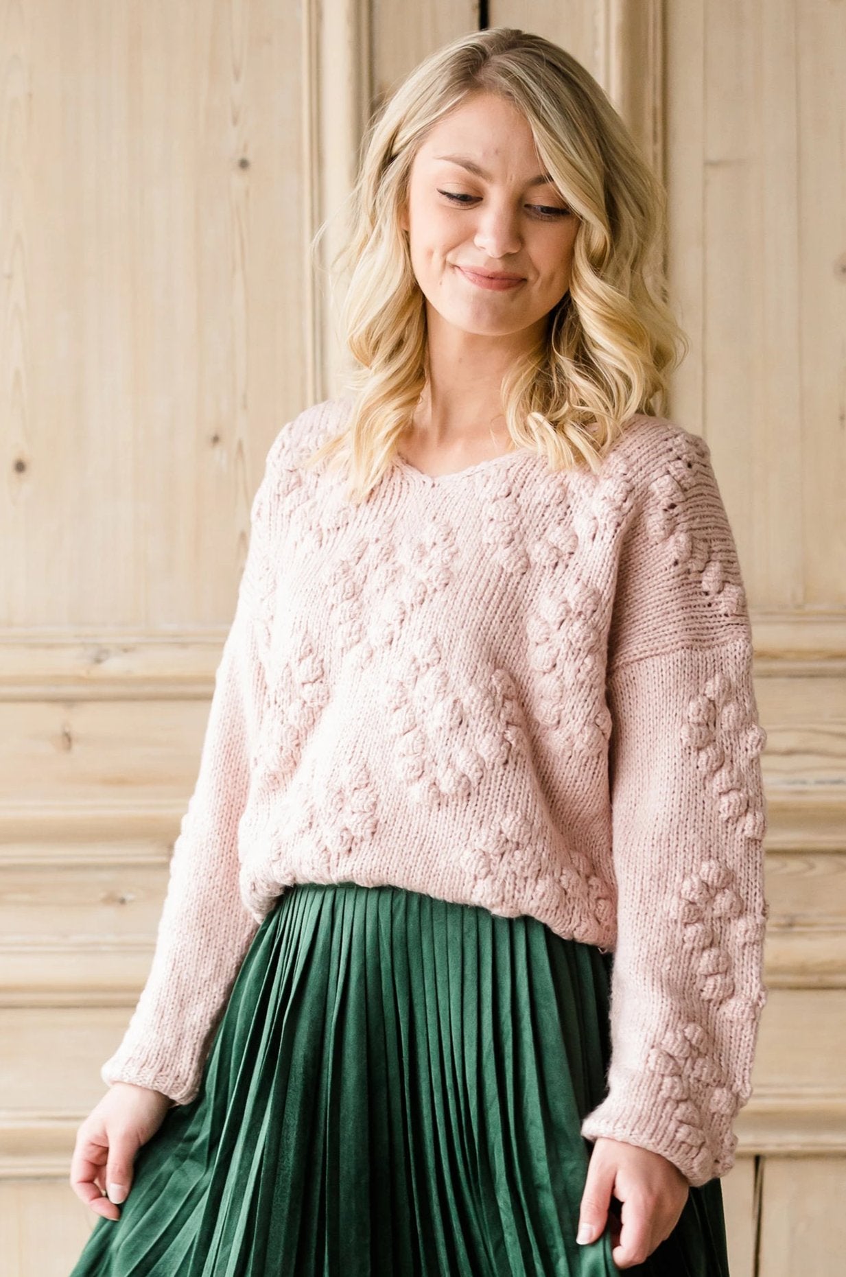 Chunky Knit V-Neck Sweater-FINAL SALE Tops