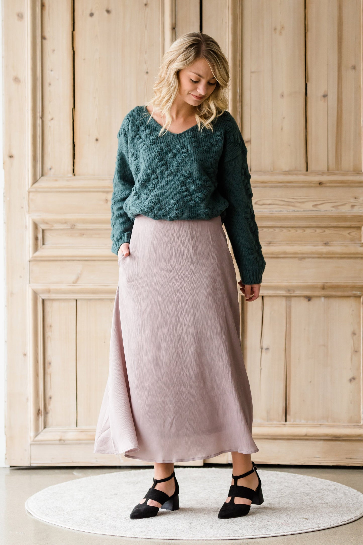 Chunky Knit V-Neck Sweater-FINAL SALE Tops