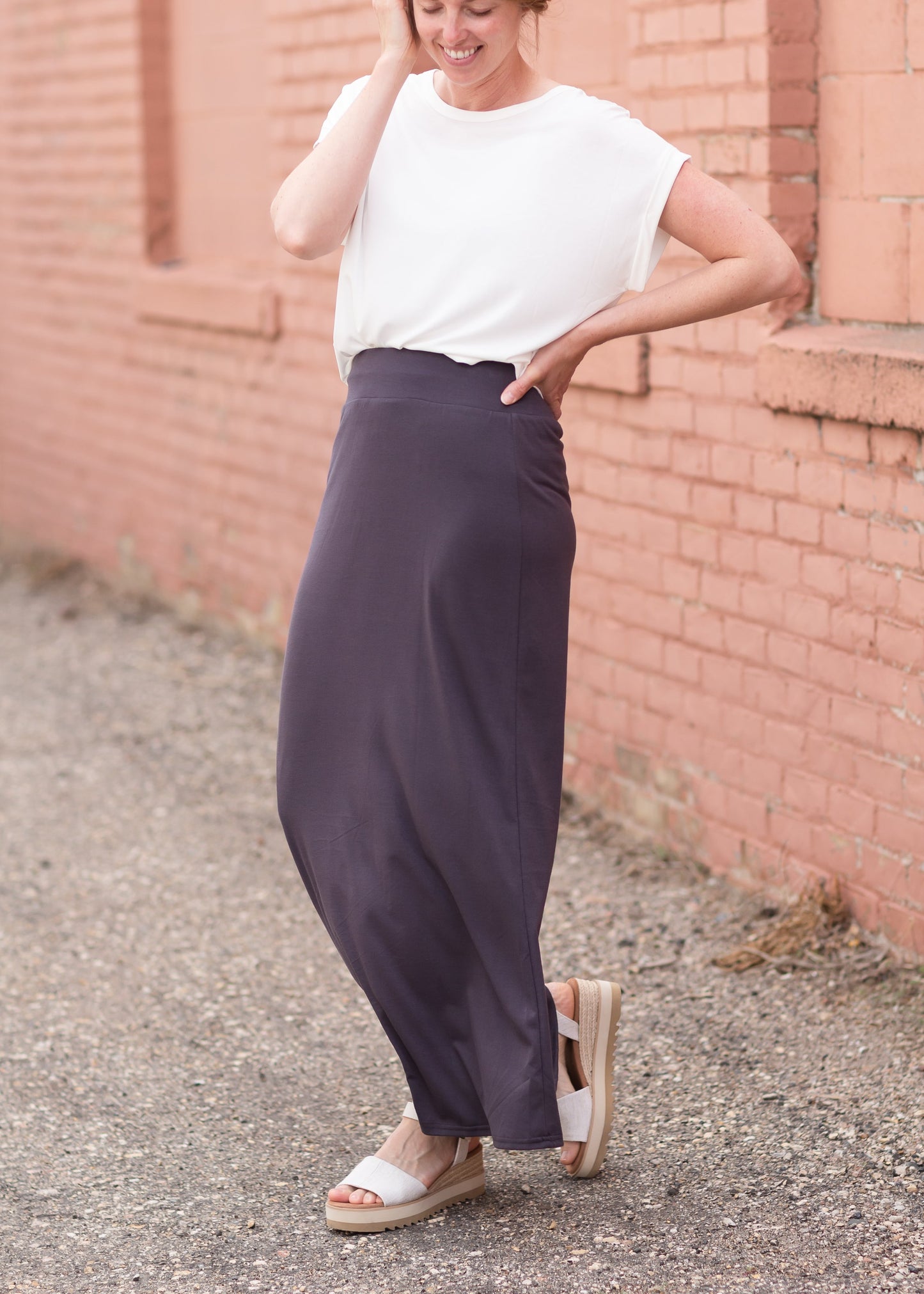 Clarise Charcoal Premium Knit Maxi Skirt Skirts