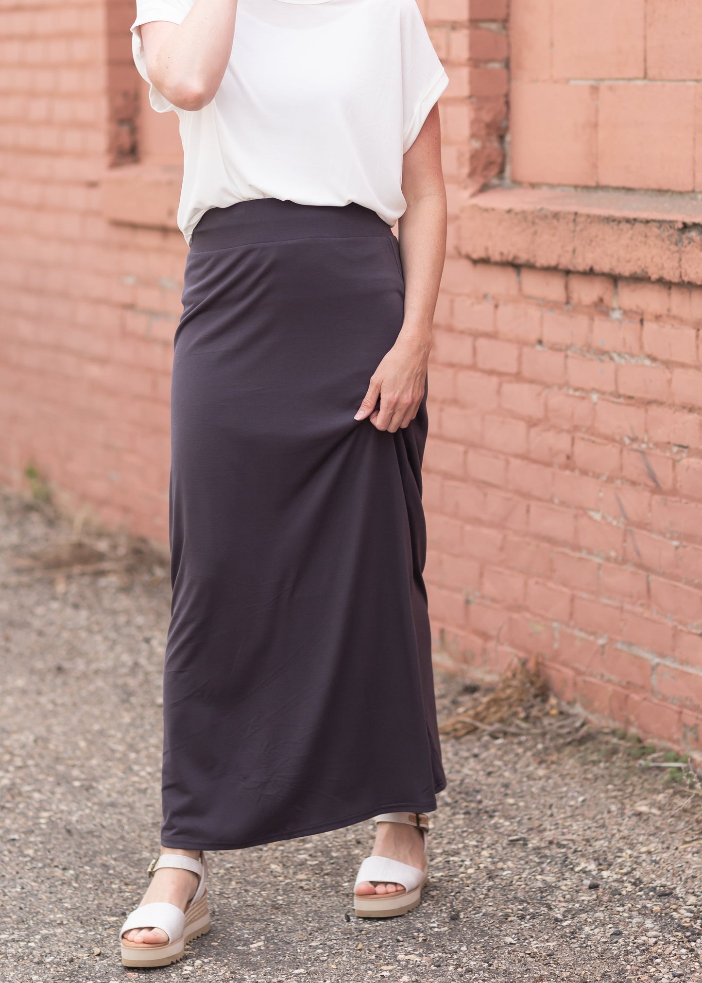 Clarise Charcoal Premium Knit Maxi Skirt Skirts