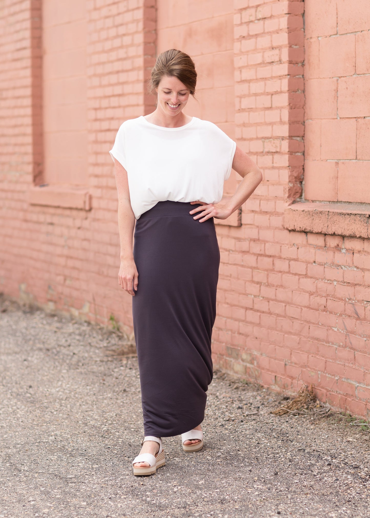 Clarise Charcoal Premium Knit Maxi Skirt Skirts