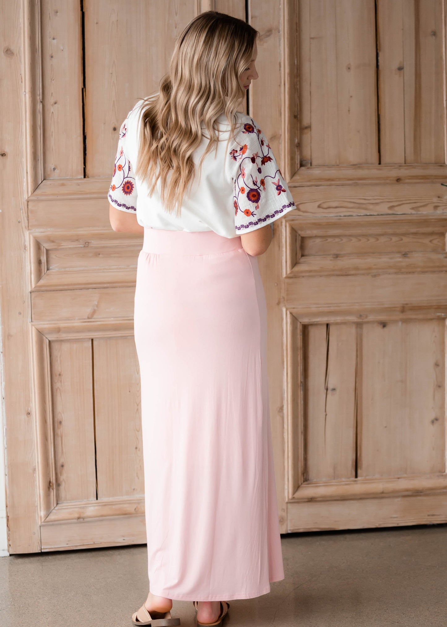 Clarise Pink Premium Knit Maxi Skirt Skirts Inherit - SOP