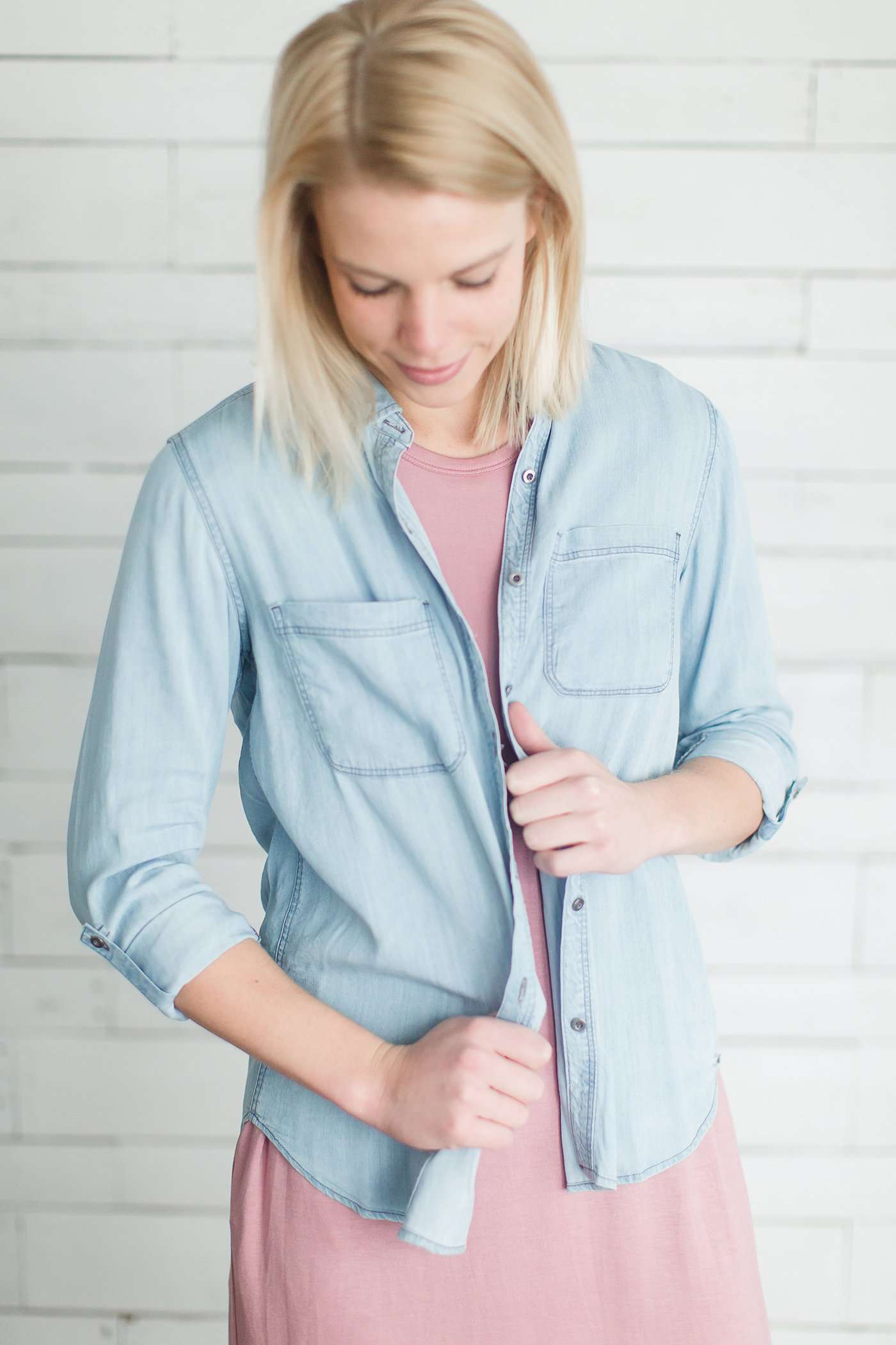 Classic Chambray Button Up - FINAL SALE Tops