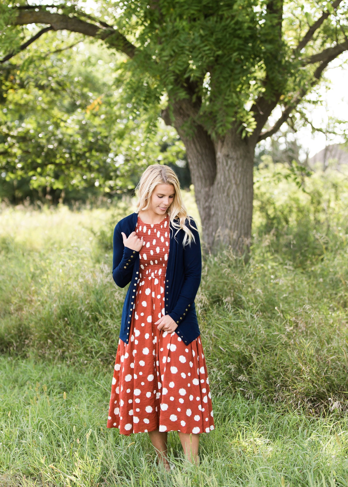 Classic knit brass button snap cardigan