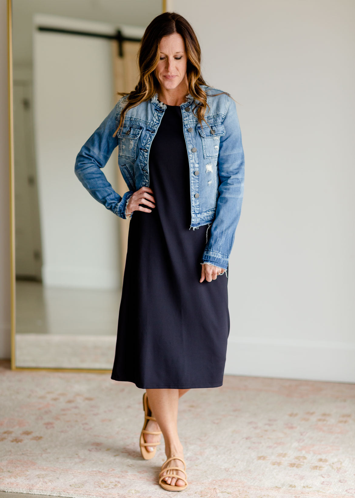 Collarless Denim Jean Jacket - FINAL SALE Shirt Hidden