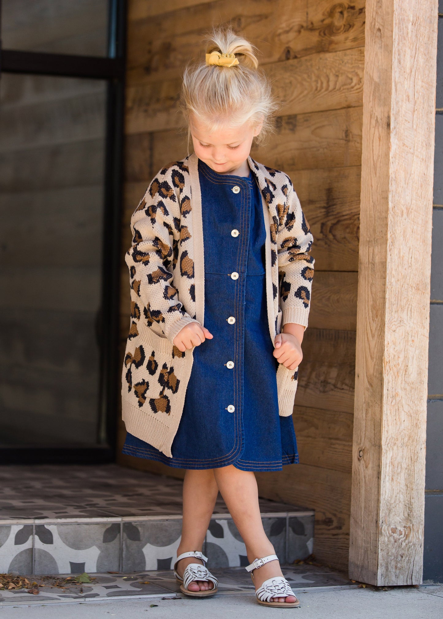 Toddler Denim Midi Dress with buttons