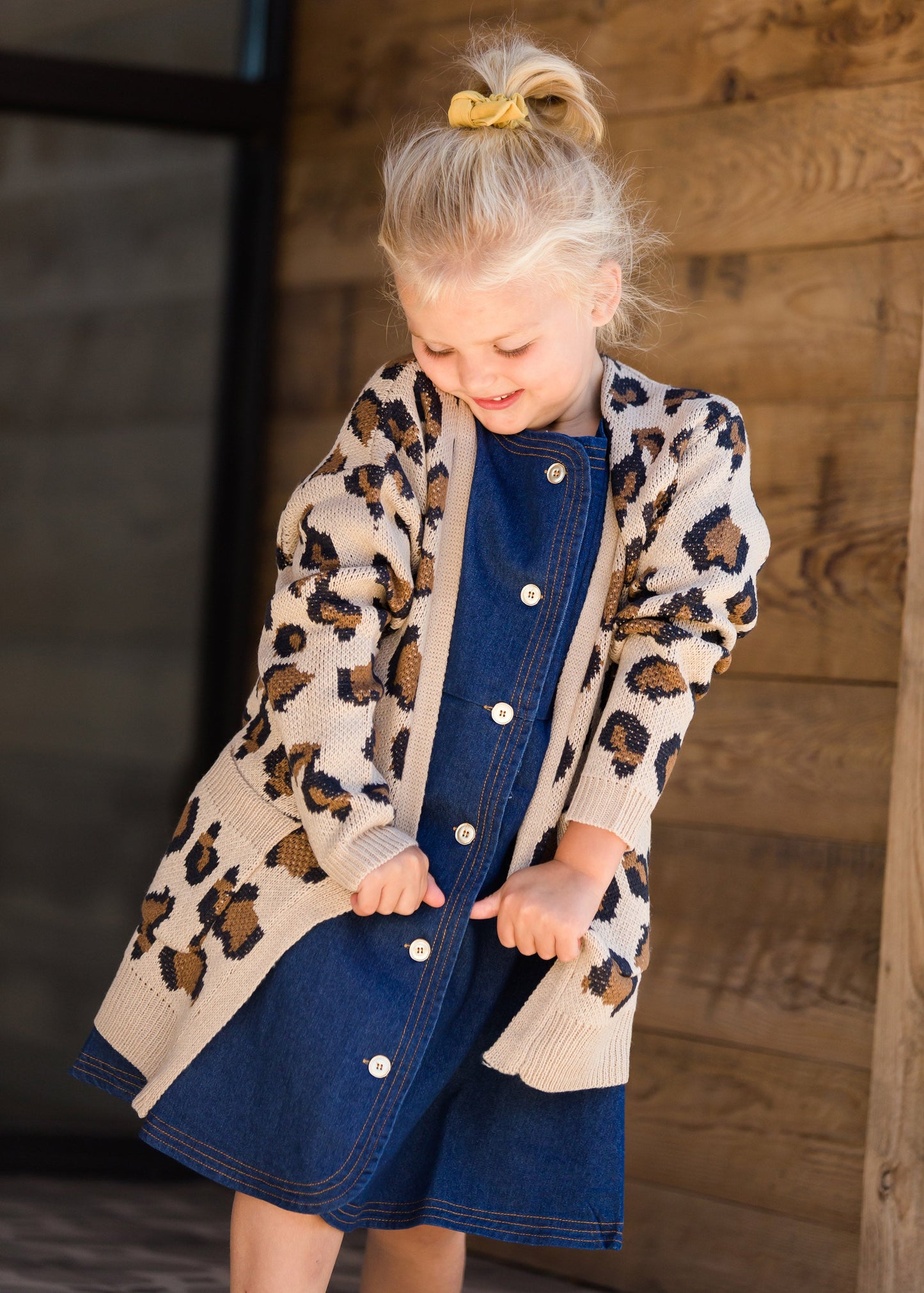 Toddler Denim Midi Dress with buttons