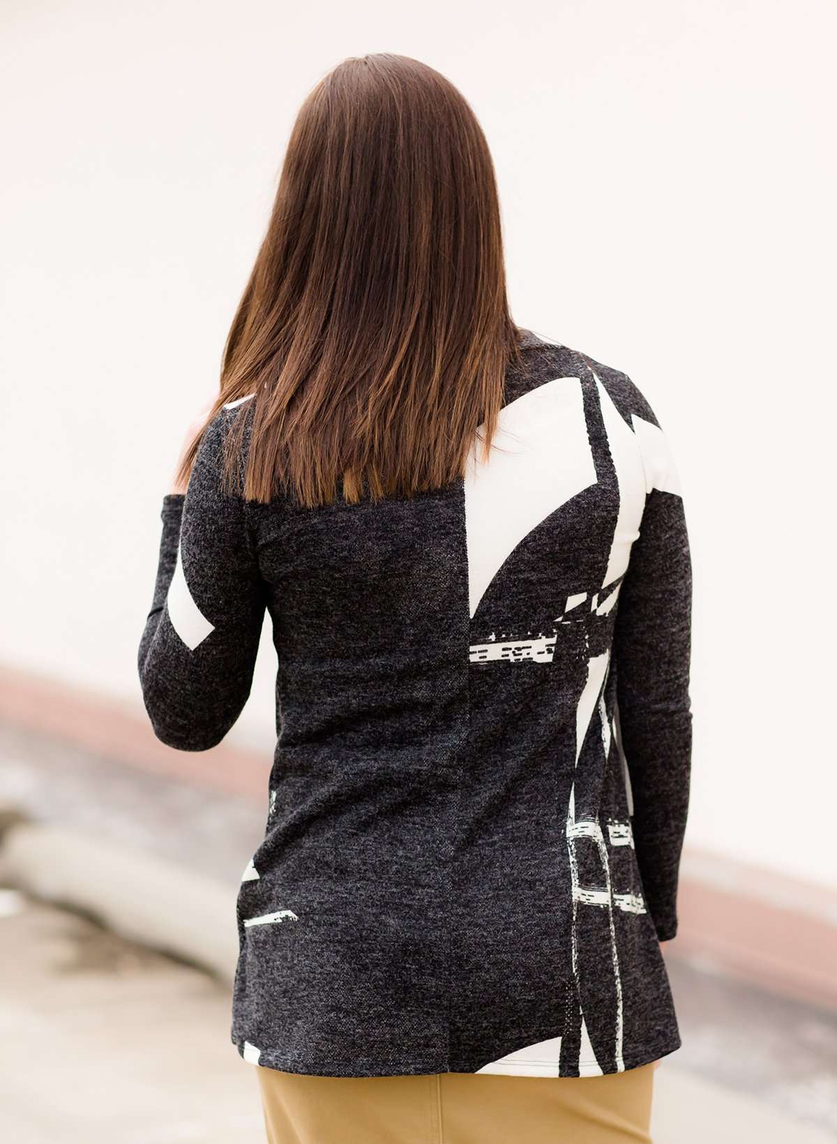 Women's modest black and white maternity sweater