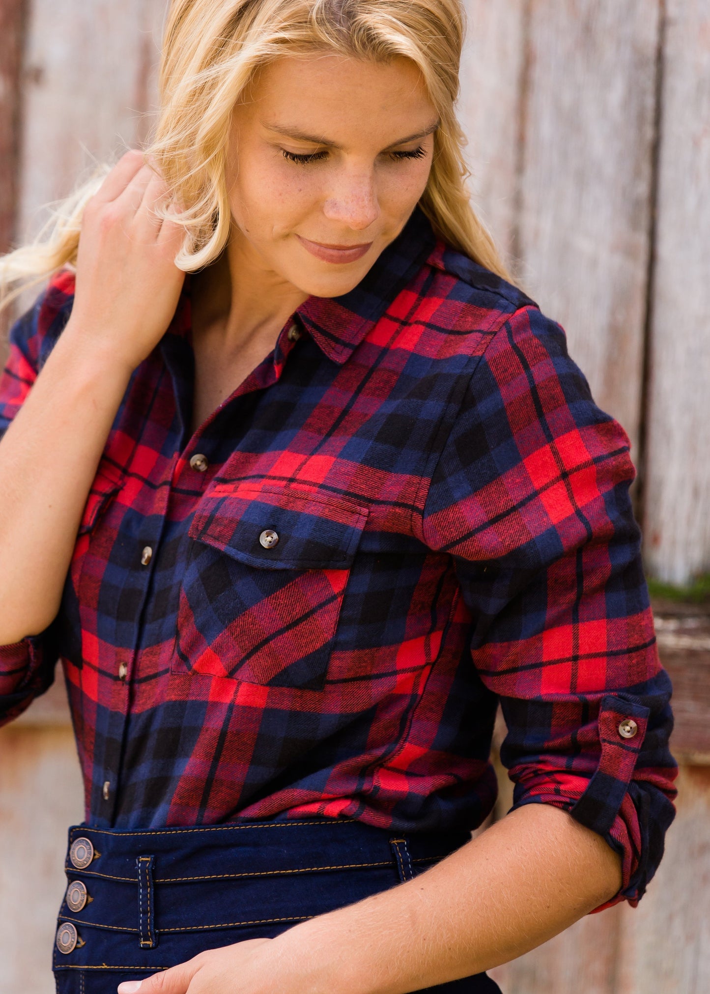 Cozy Checker Plaid Top