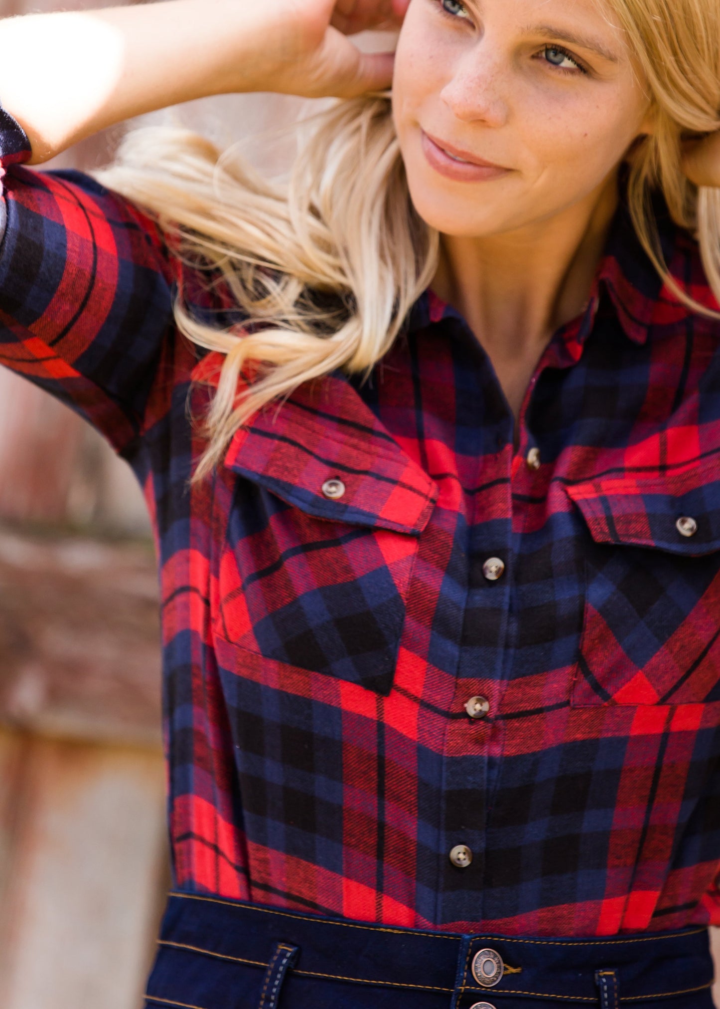Cozy Checker Plaid Top