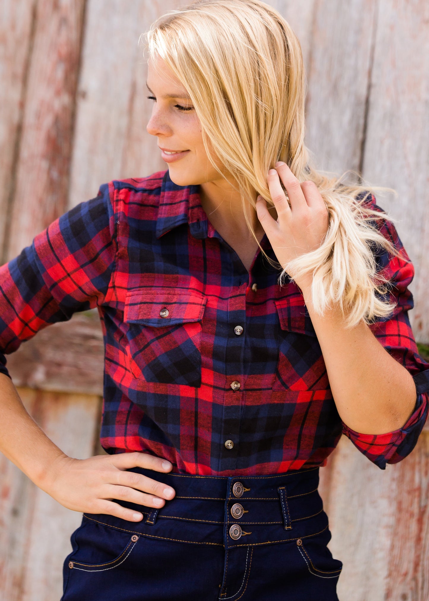 Cozy Checker Plaid Top