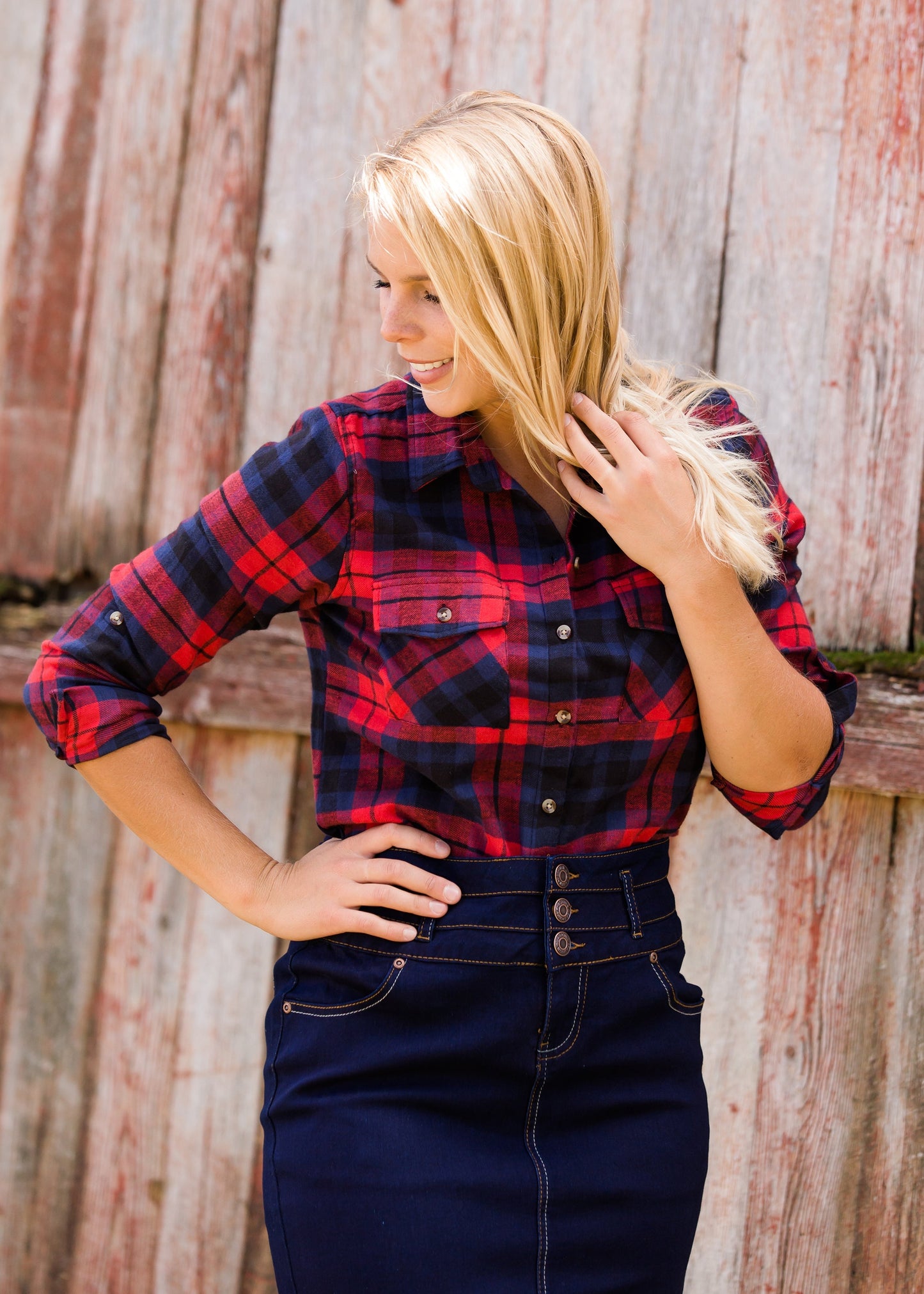 Cozy Checker Plaid Top