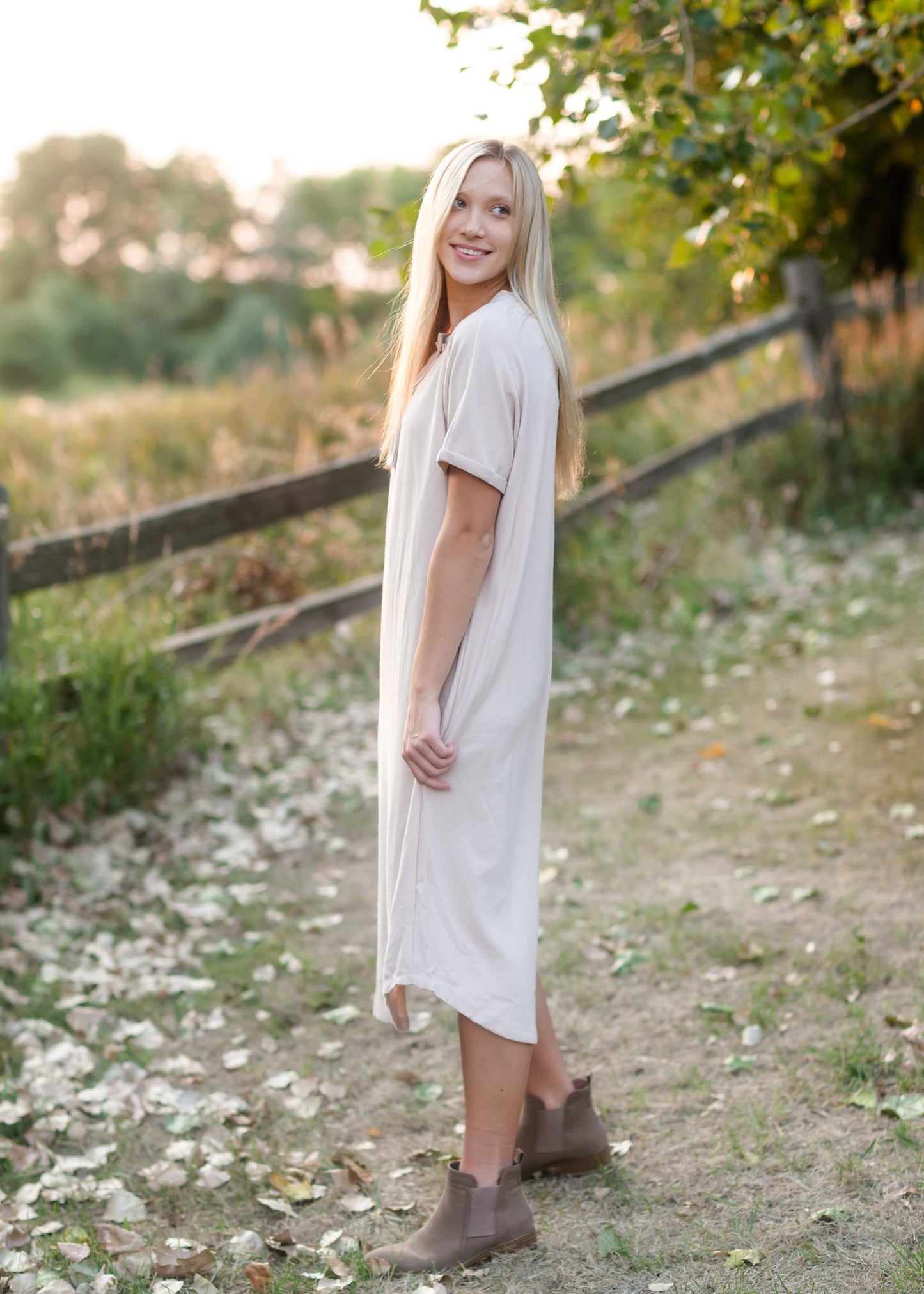 Cream Button Front T-Shirt Dress Dresses Polygram
