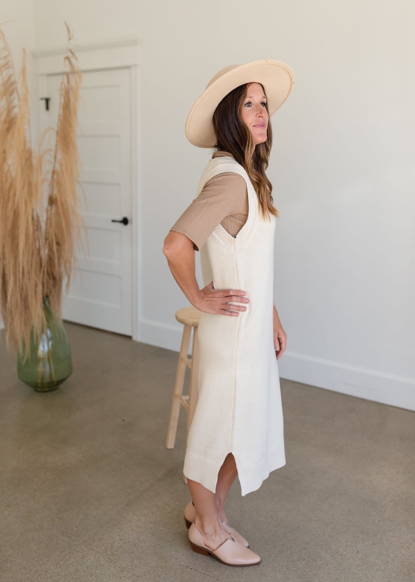 Cream Sweater Knit Jumper Dress Dresses Polagram + BaeVely