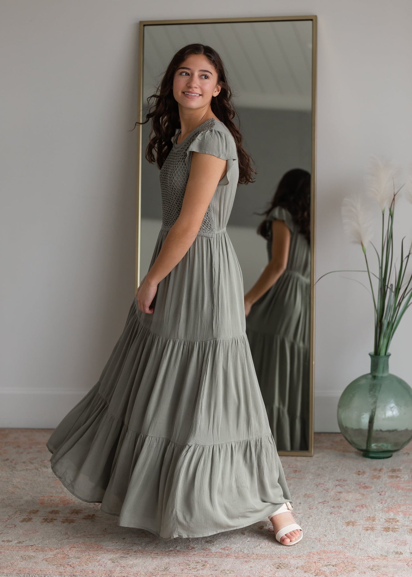 Crochet Tiered Layer Maxi Dress Dresses Tea N Rose
