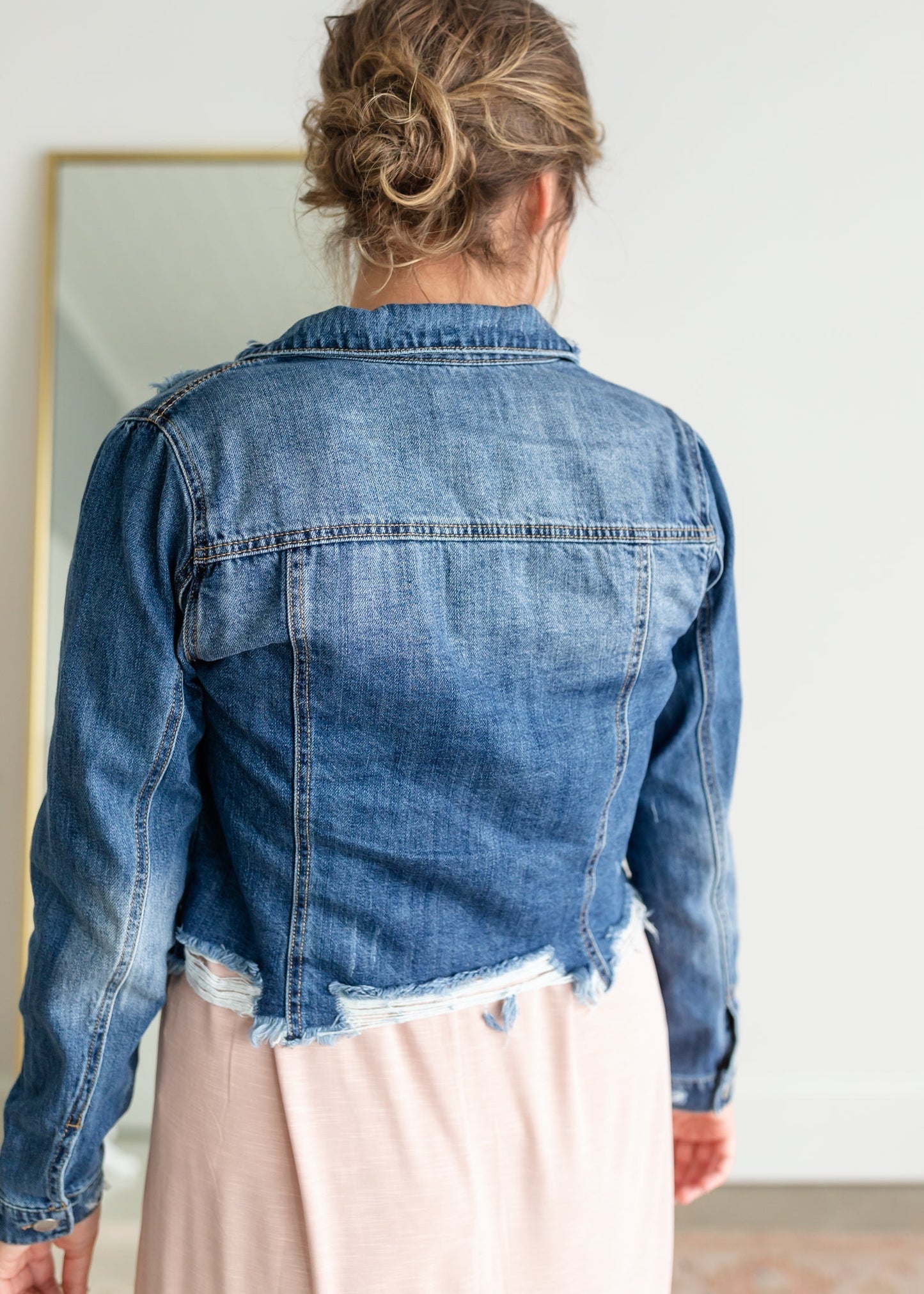 Distressed Denim Jean Jacket Shirt Risen
