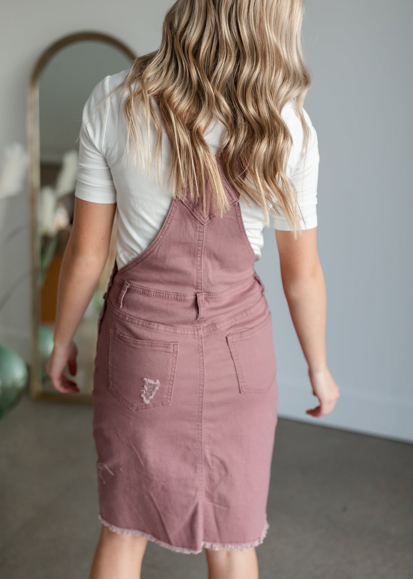 Distressed Overall Midi Dress Dresses Polagram + BaeVely