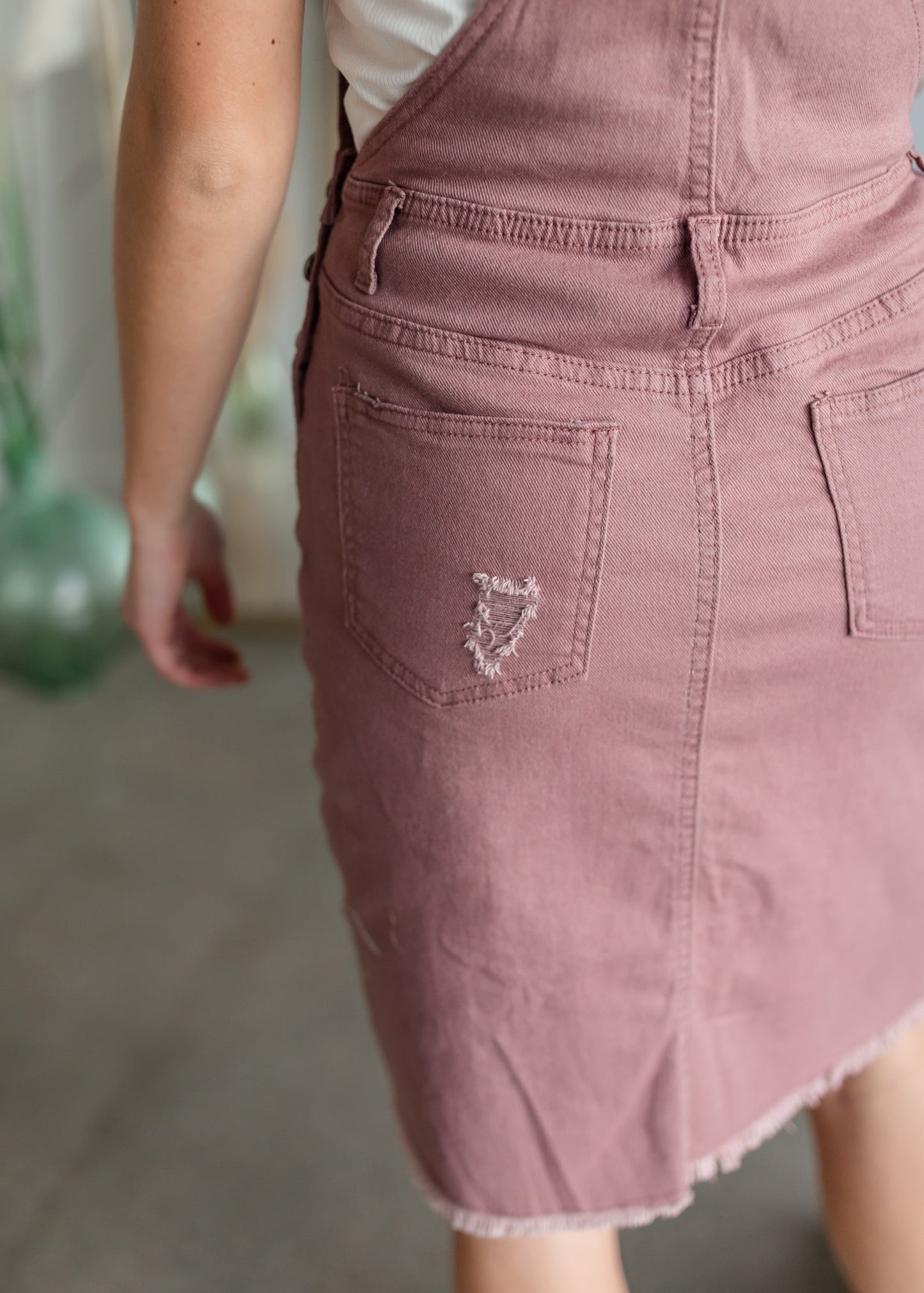 Distressed Overall Midi Dress Dresses Polagram + BaeVely